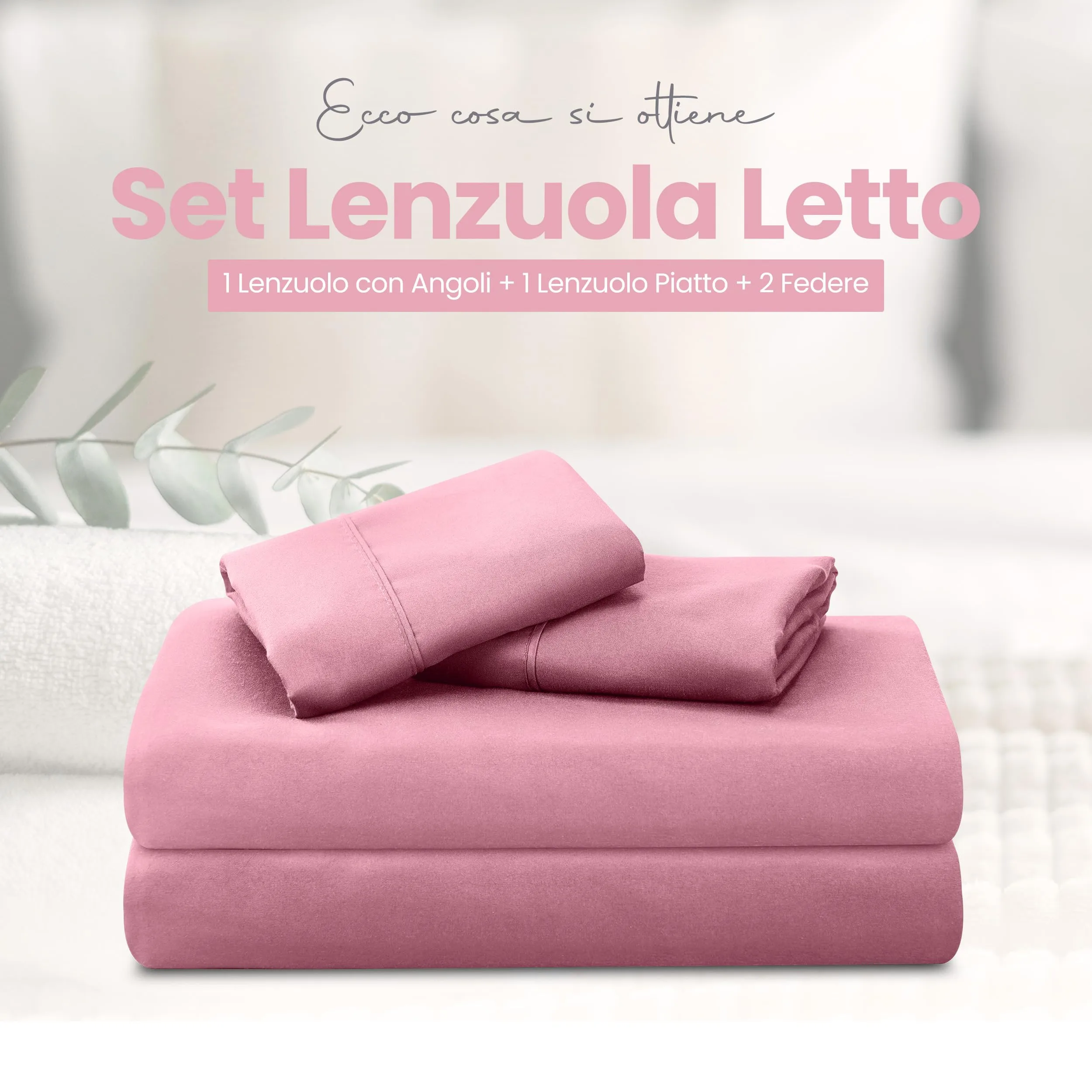 Utopia Bedding Set Lenzuola Letto 4 Pezzi, 150x200cm, Rosa - immagine 3
