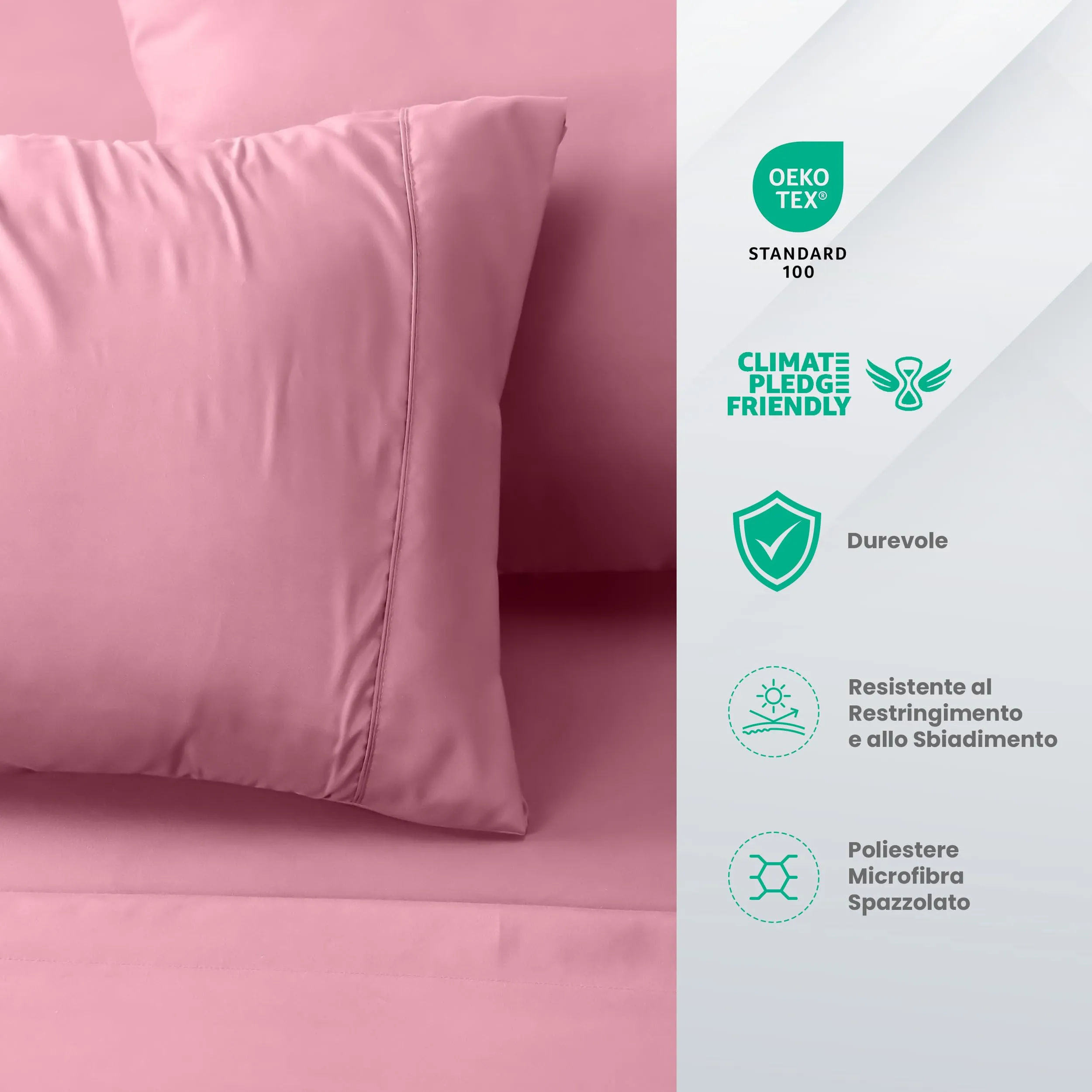 Utopia Bedding Set Lenzuola Letto 4 Pezzi, 150x200cm, Rosa - immagine 4