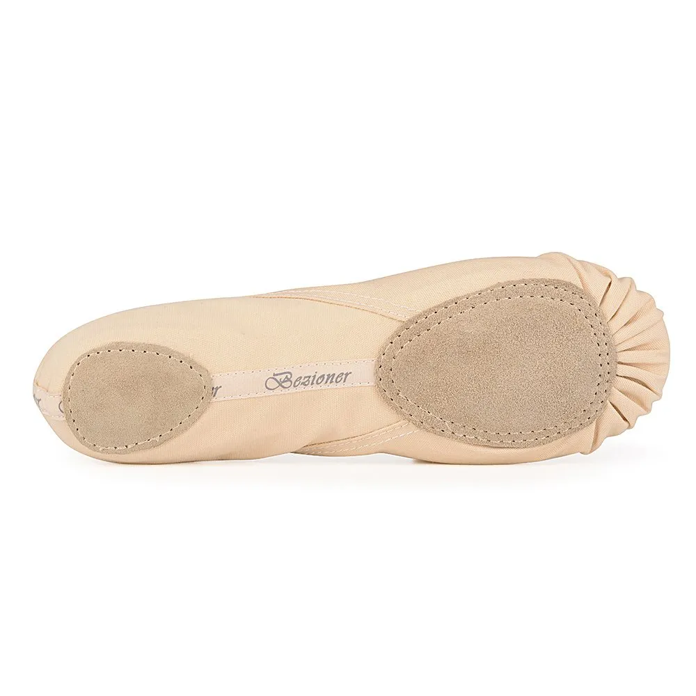 Bezioner Scarpe da Balletto in Tela Split Sole, Rosa, Taglia 32 - immagine 5