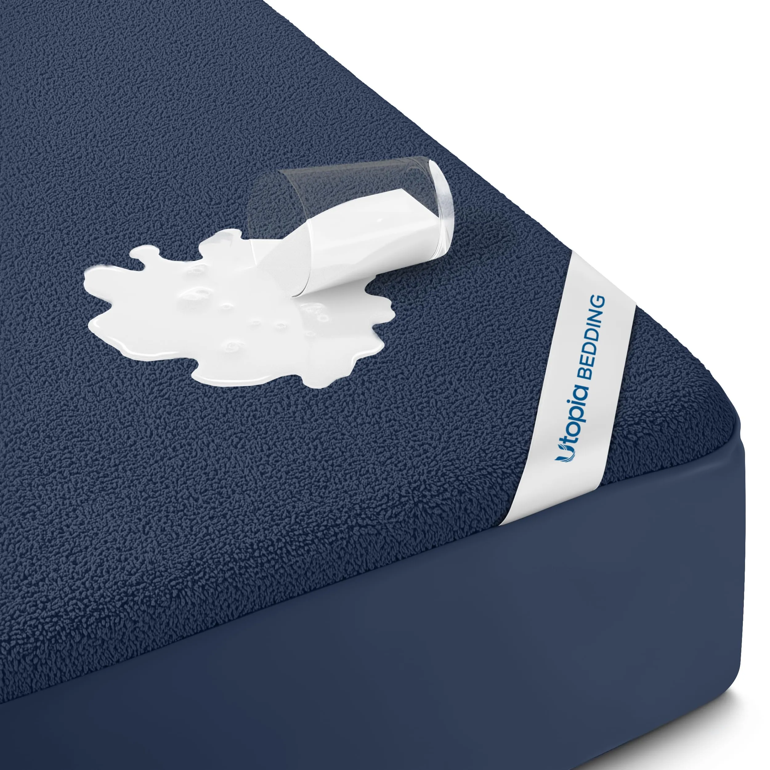 Utopia Bedding Coprimaterasso Impermeabile in Spugna, 200 g/m², Full, Blu Navy - immagine 1