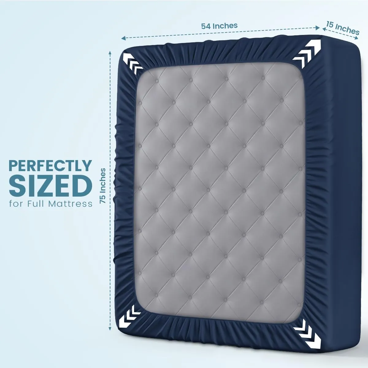 Utopia Bedding Coprimaterasso Impermeabile in Spugna, 200 g/m², Full, Blu Navy - immagine 4