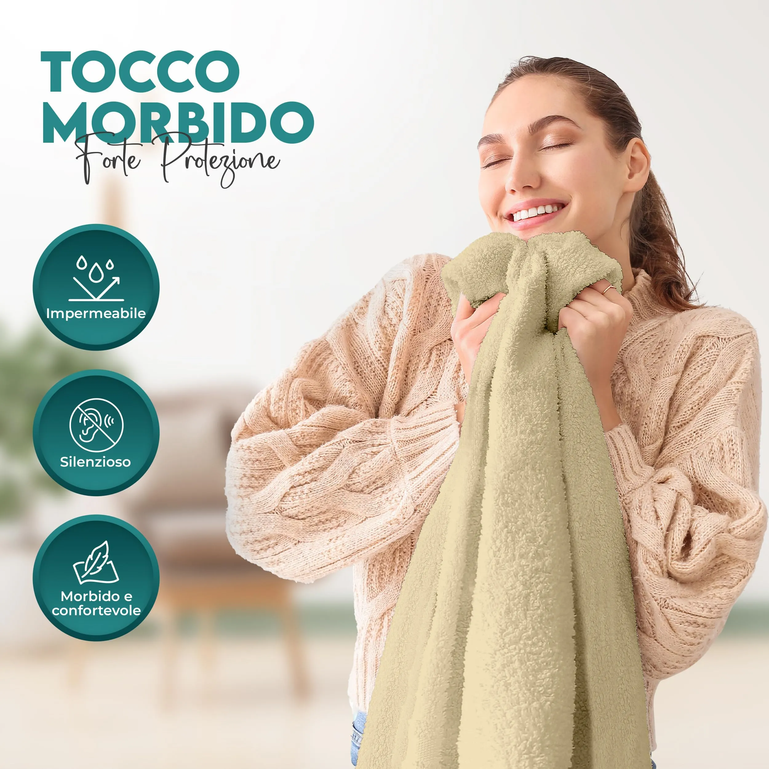 Utopia Bedding Coprimaterasso Singolo Impermeabile 90 x 200 x 30 cm, Certificato OEKO-TEX, Beige - immagine 6