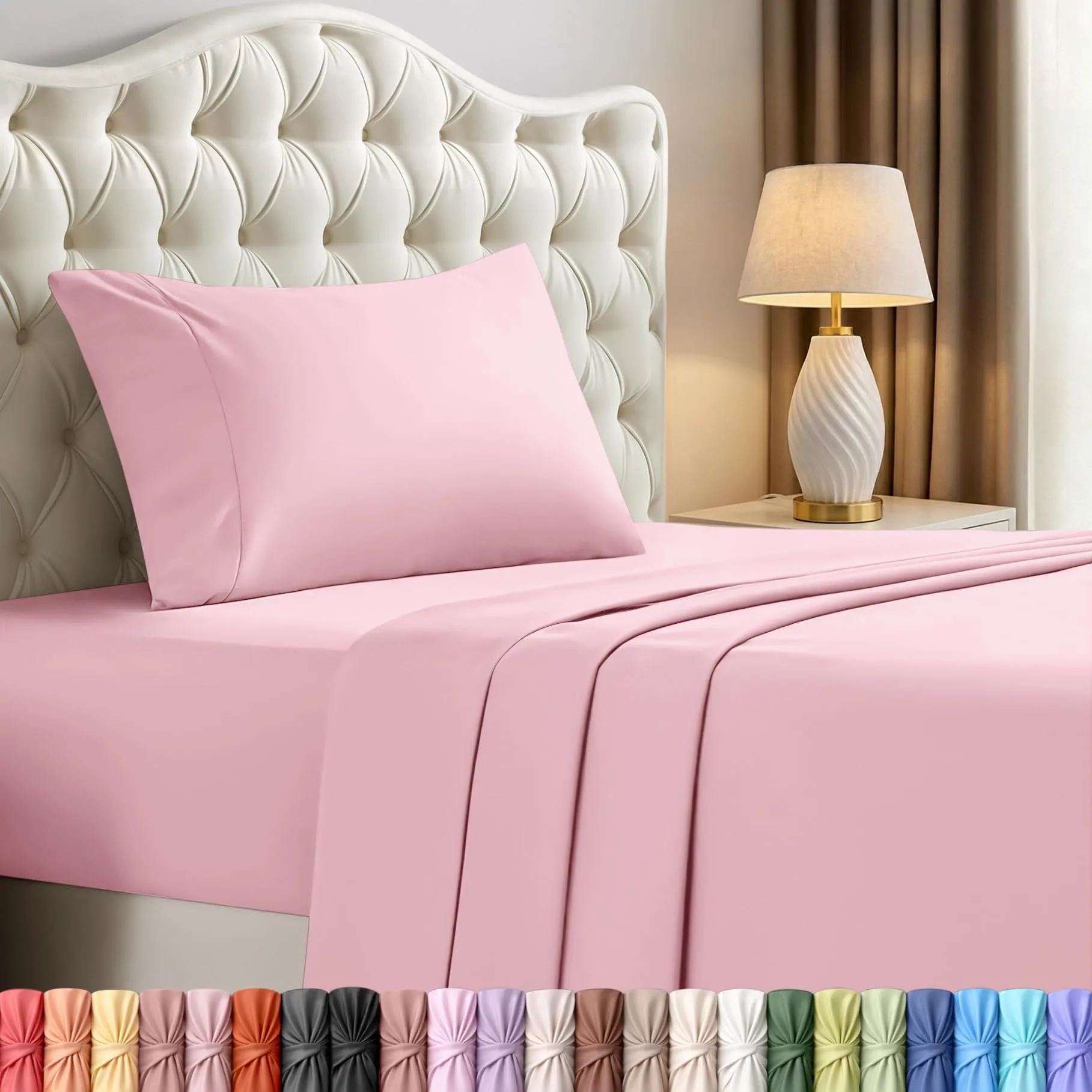Utopia Bedding Set di lenzuola per letto singolo, 3 pezzi, Rosa, USA Twin - immagine 1