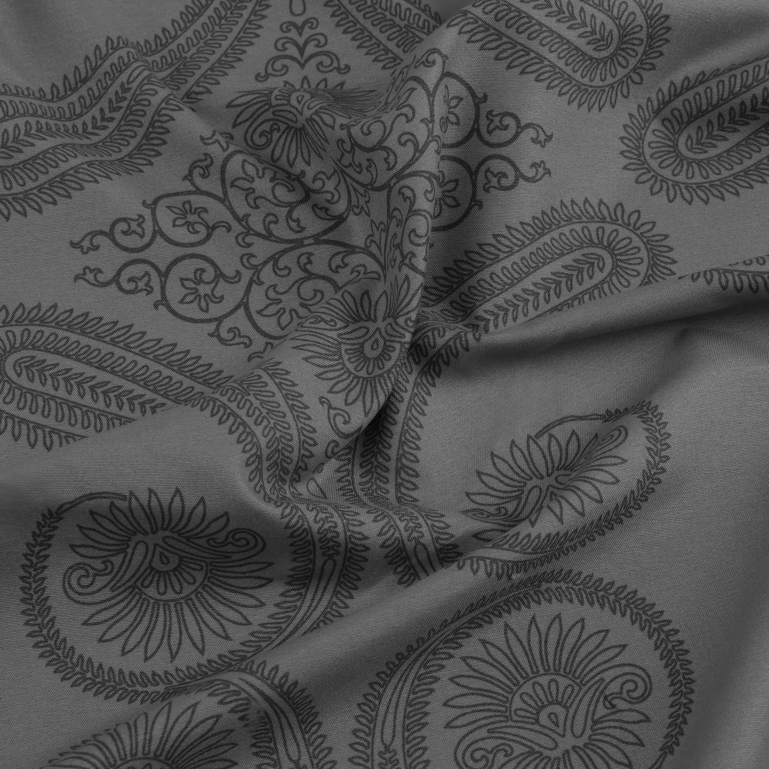 Utopia Bedding Set di lenzuola in microfibra spazzolata, 4 pezzi, Queen size, motivo cachemire, grigio - immagine 7