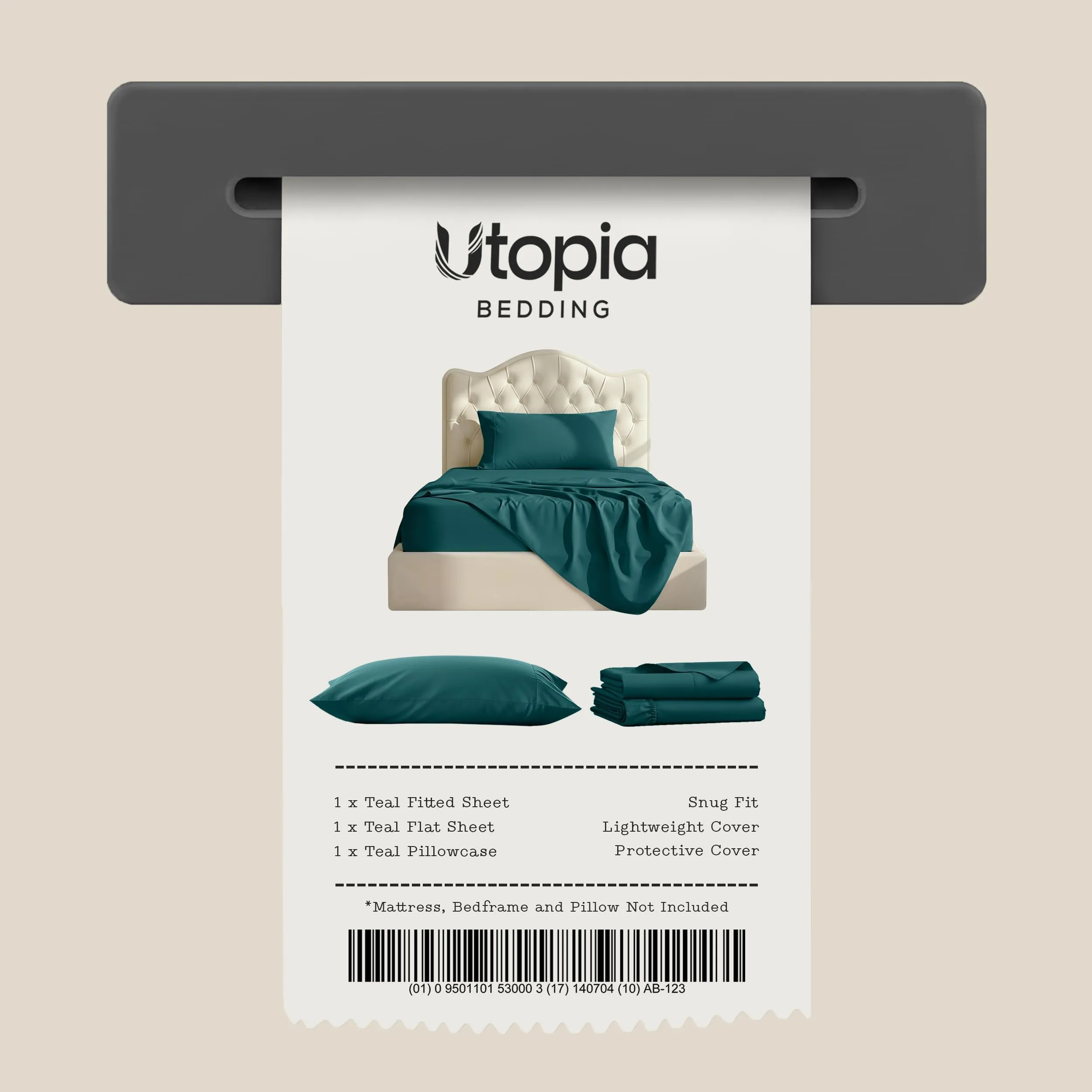 Utopia Bedding Set di lenzuola per letto singolo, 3 pezzi, Verde Acqua, USA Twin - immagine 7