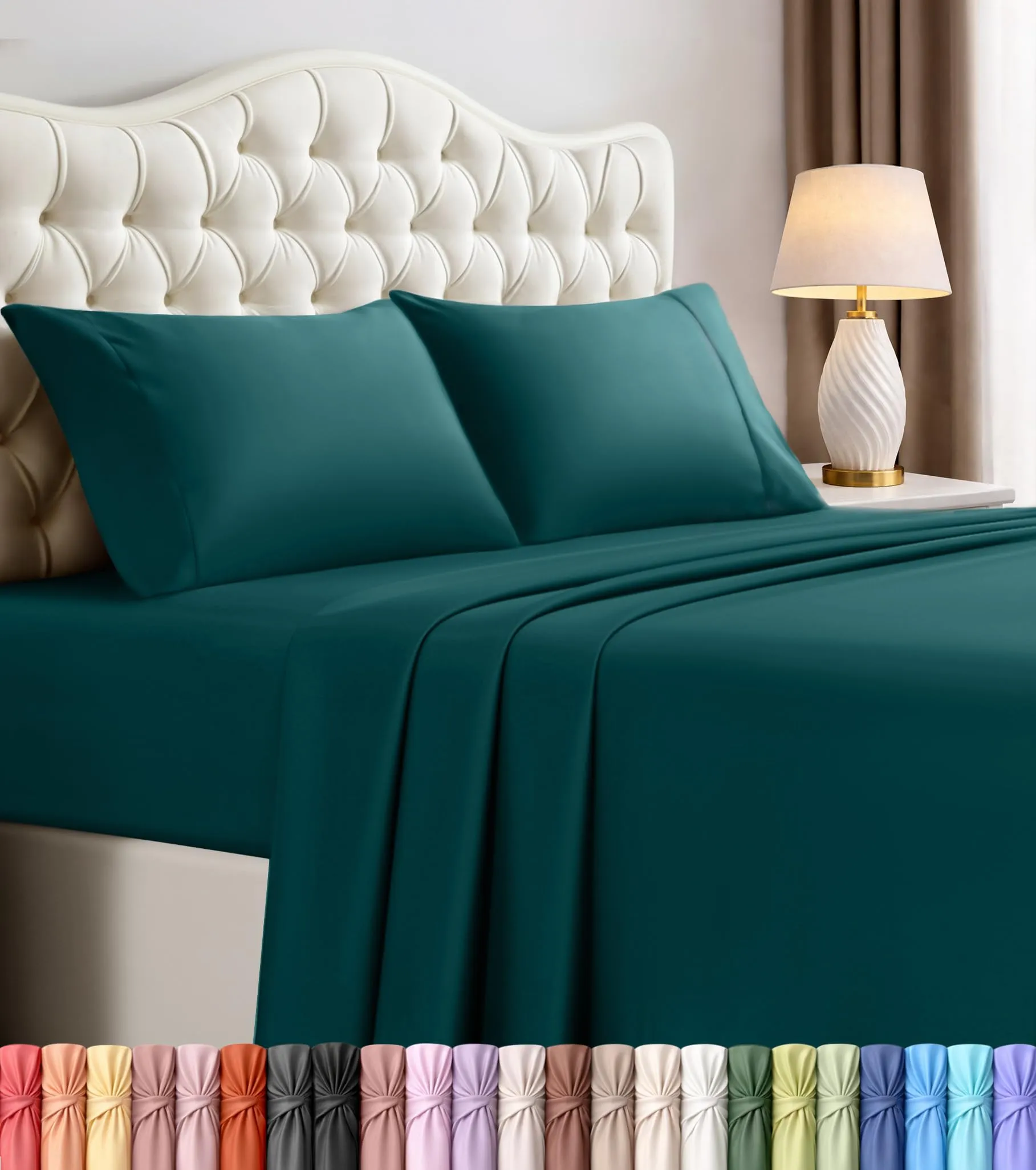 Utopia Bedding Set di lenzuola in microfibra spazzolata, Misura Queen, Verde Acqua - immagine 1