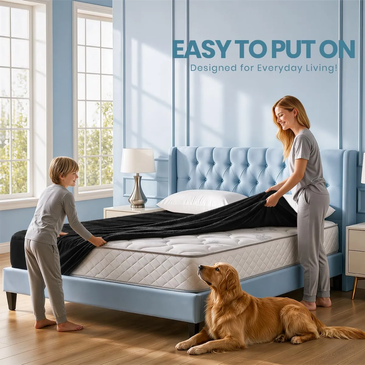 Utopia Bedding Coprimaterasso Impermeabile Queen Size, Spugna 200 g/m², Nero - immagine 7