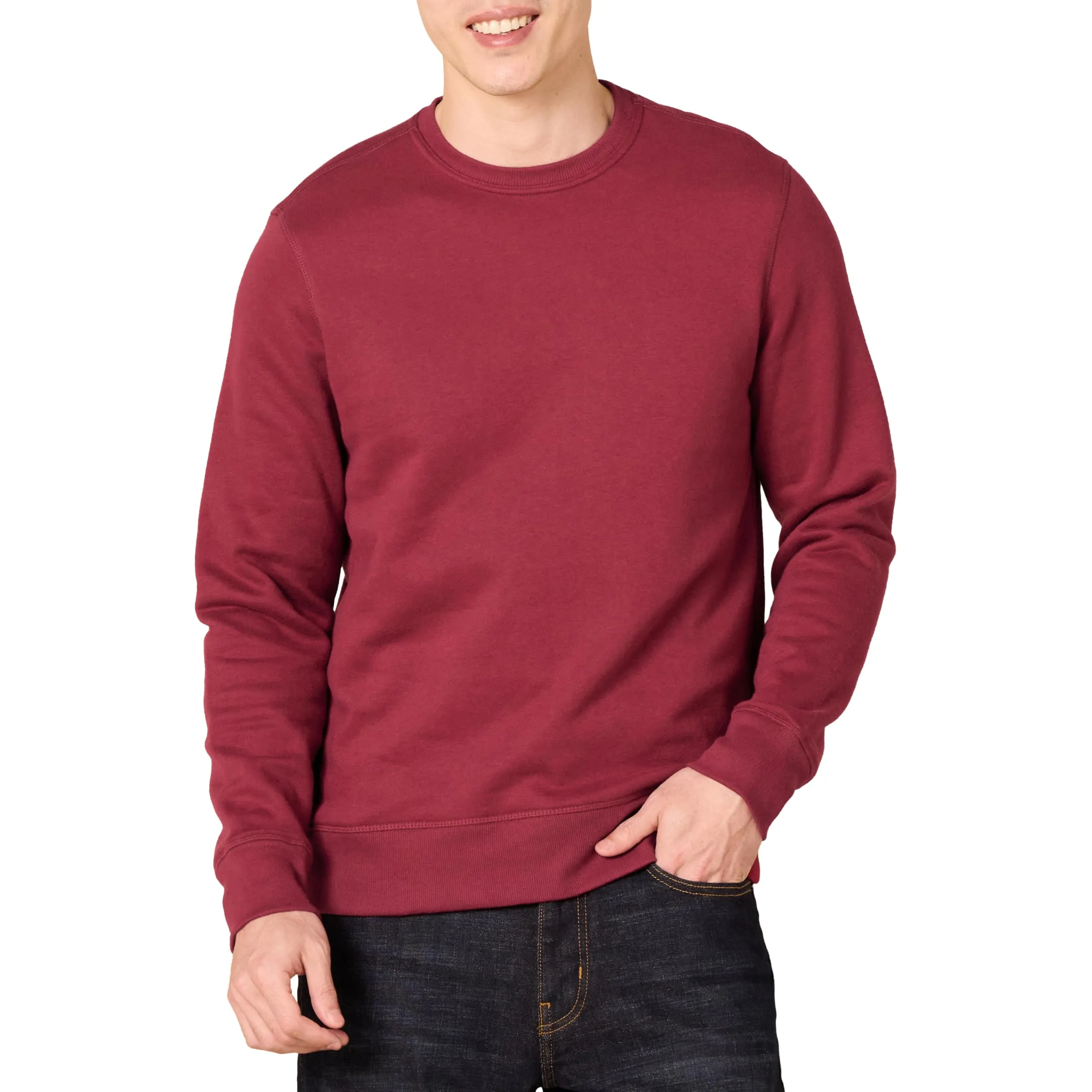 Amazon Essentials Felpa girocollo in pile Uomo, Rosso Scuro, XL - immagine 1