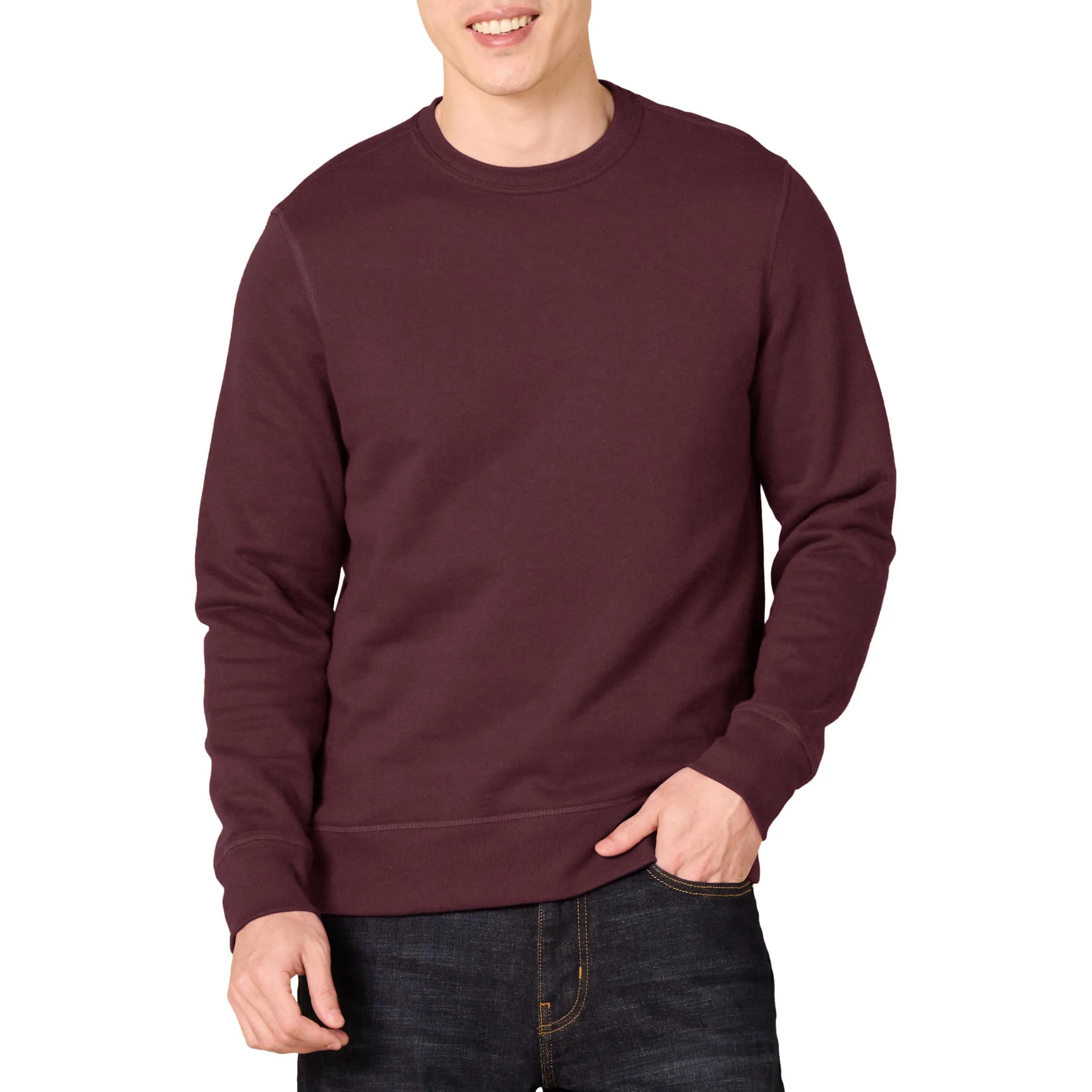 Amazon Essentials Felpa girocollo in pile Uomo, Bordeaux, XL - immagine 1
