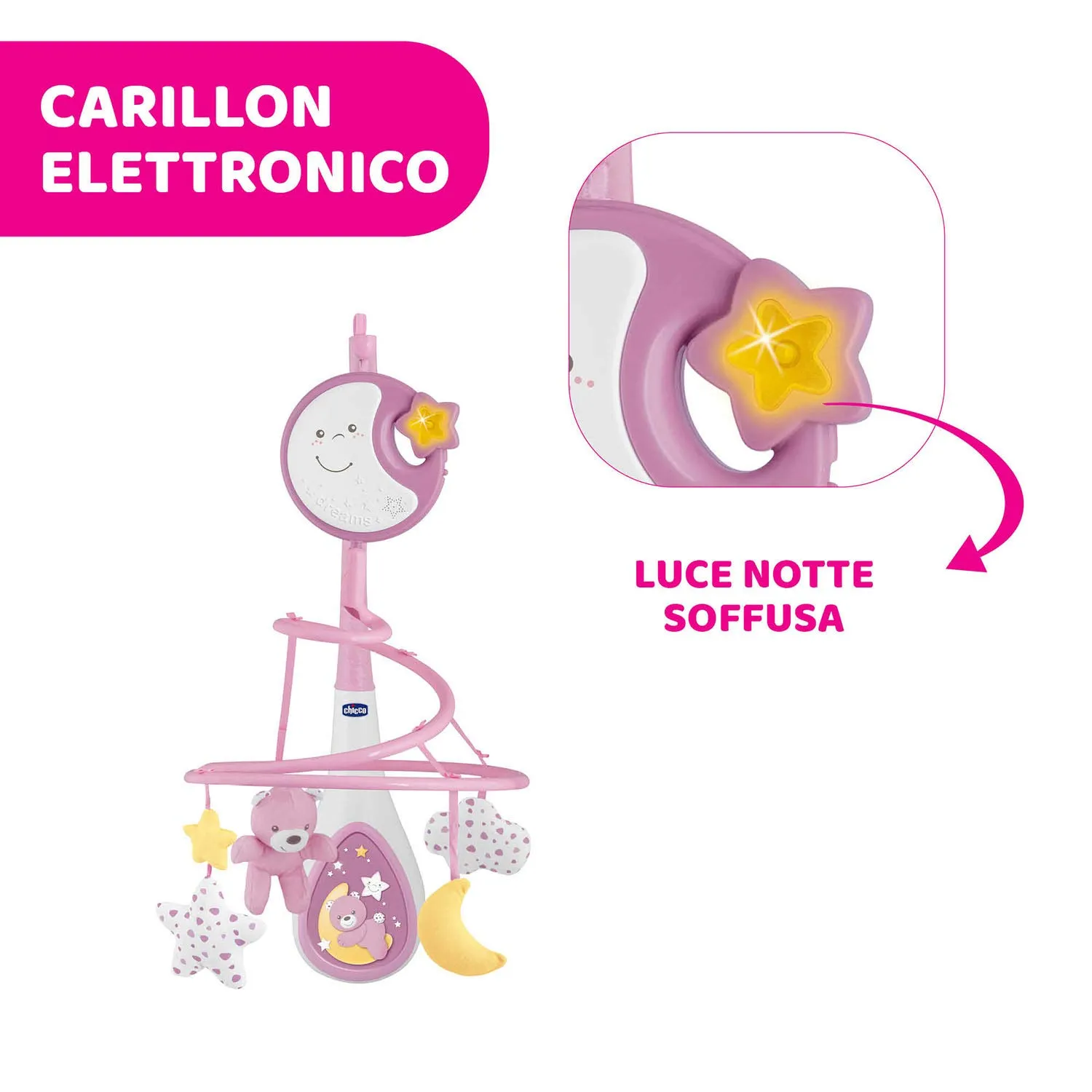 Chicco Next2Dreams Giostrina Neonato 3in1 con Carillon Elettronico, Rosa - immagine 6