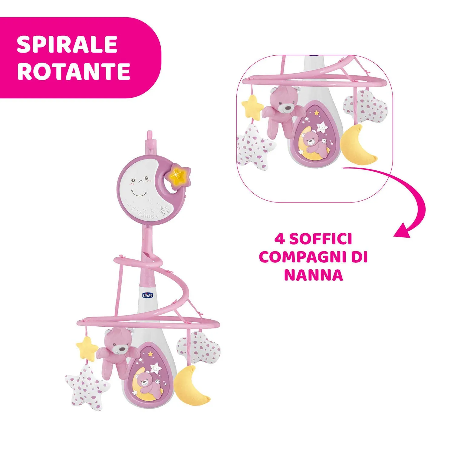 Chicco Next2Dreams Giostrina Neonato 3in1 con Carillon Elettronico, Rosa - immagine 7