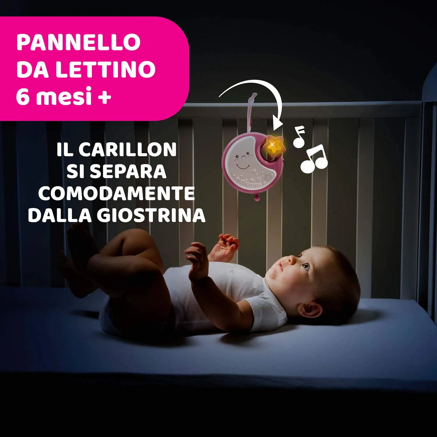 Chicco Next2Dreams Giostrina Neonato 3in1 con Carillon Elettronico, Rosa - immagine 8
