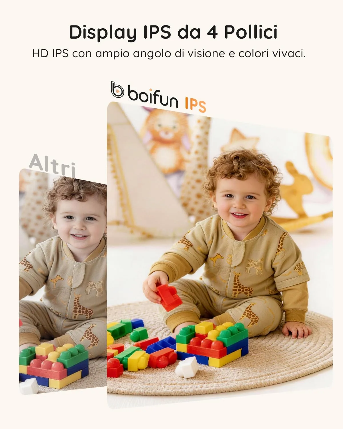 Boifun Baby Monitor Video e Audio, Schermo IPS 4" 720P, Visione Notturna, Zoom 3x, Rilevamento Temperatura, Senza WiFi - immagine 6