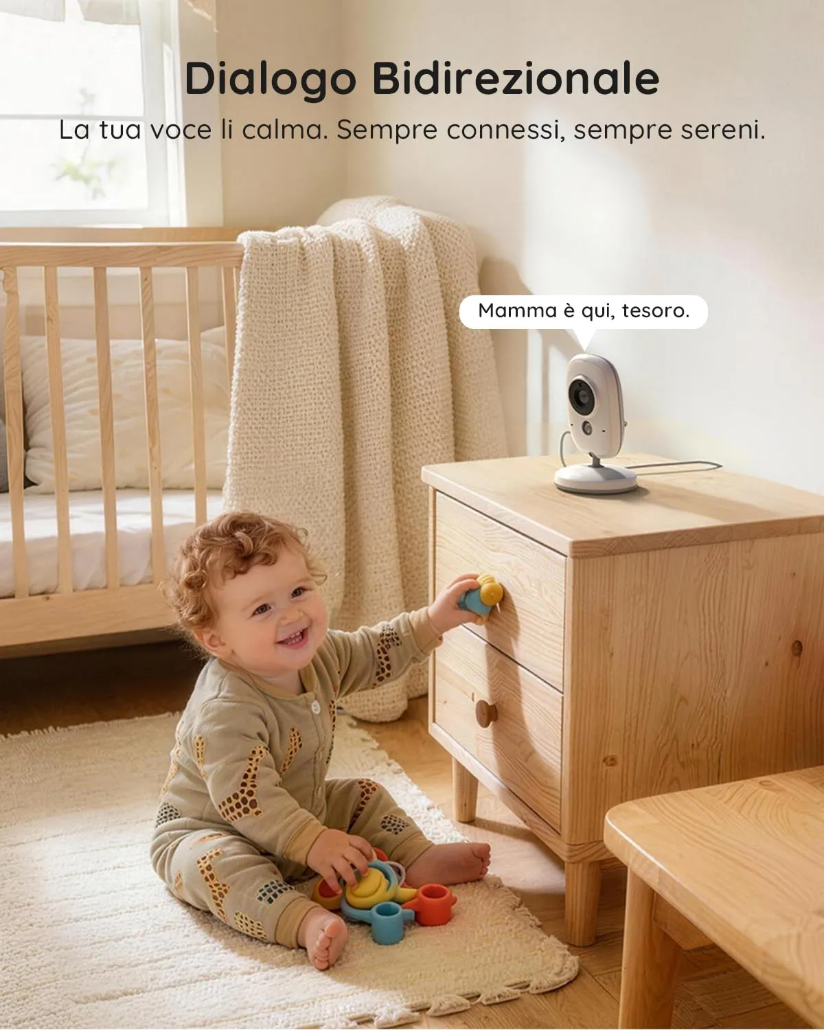 Boifun Baby Monitor Video e Audio, Schermo IPS 4" 720P, Visione Notturna, Zoom 3x, Rilevamento Temperatura, Senza WiFi - immagine 7