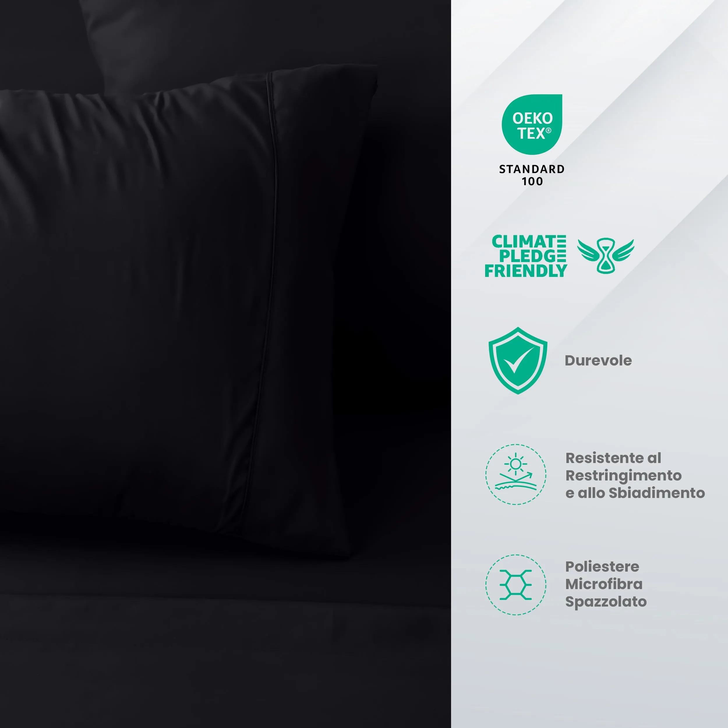 Utopia Bedding Set Lenzuola Letto 3 Pezzi, 90x190cm, Nero - immagine 4