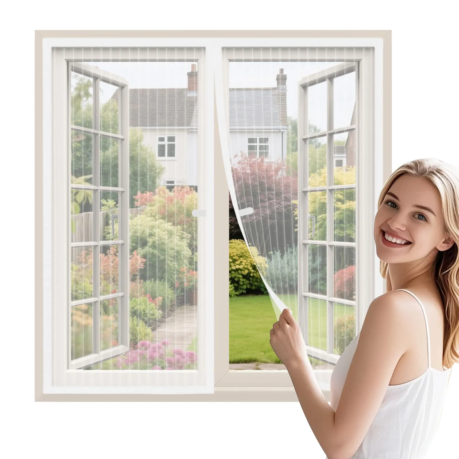 WENT Zanzariera Magnetica per Finestre 90x150 cm, Bianco - immagine 1