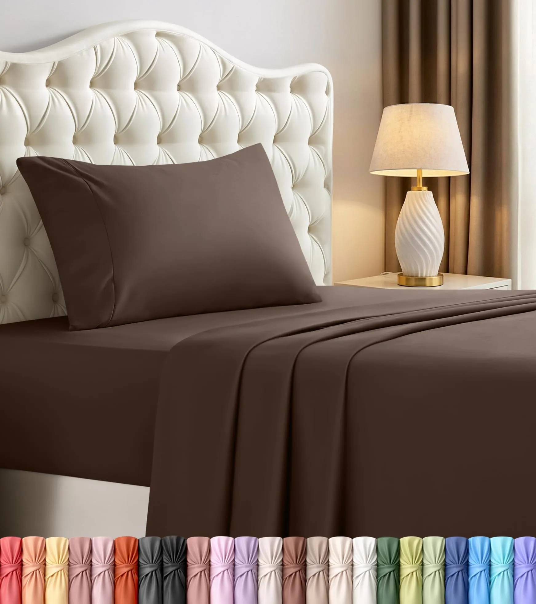 Utopia Bedding Set di lenzuola per letto singolo, 3 pezzi, Marrone, USA Twin - immagine 1