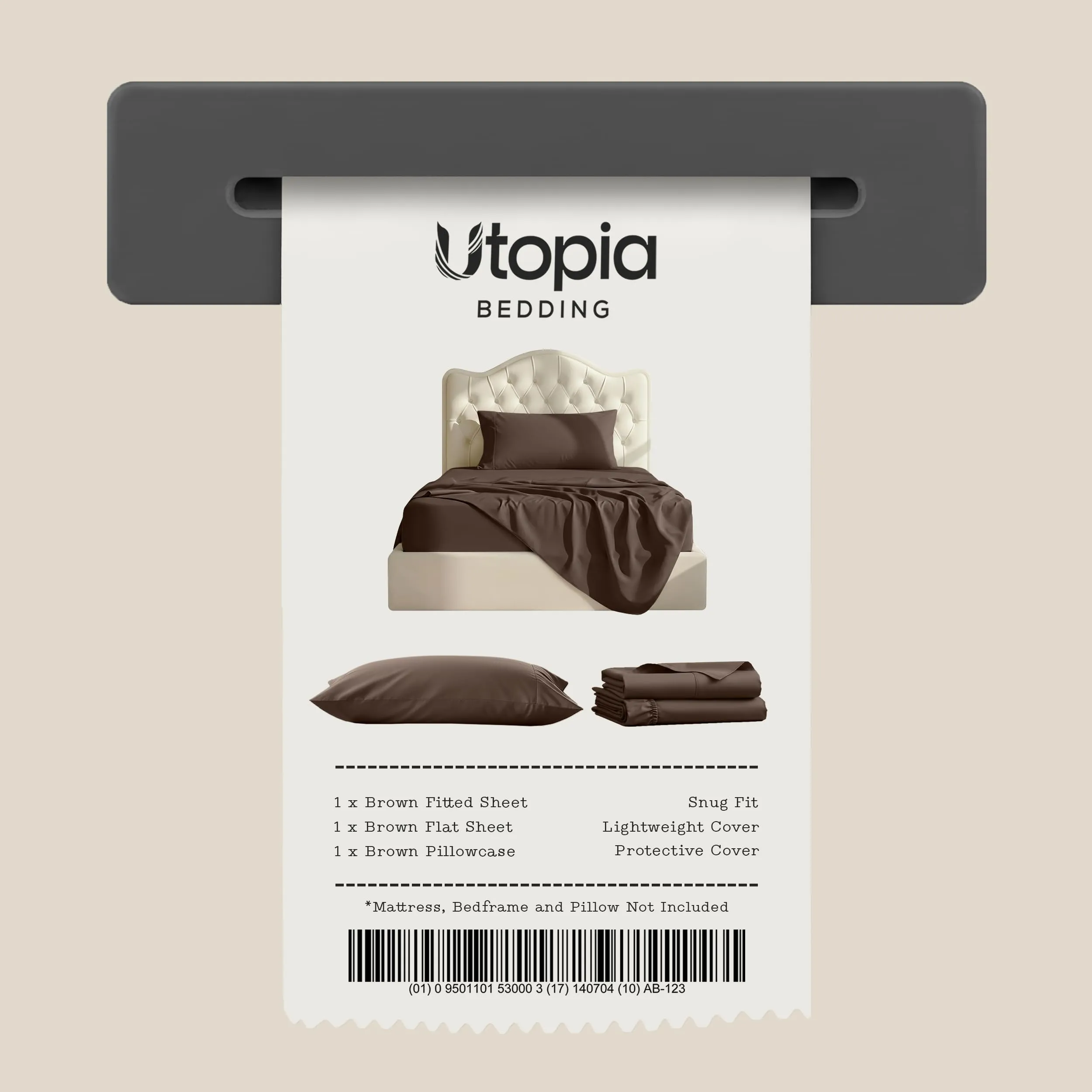Utopia Bedding Set di lenzuola per letto singolo, 3 pezzi, Marrone, USA Twin - immagine 7