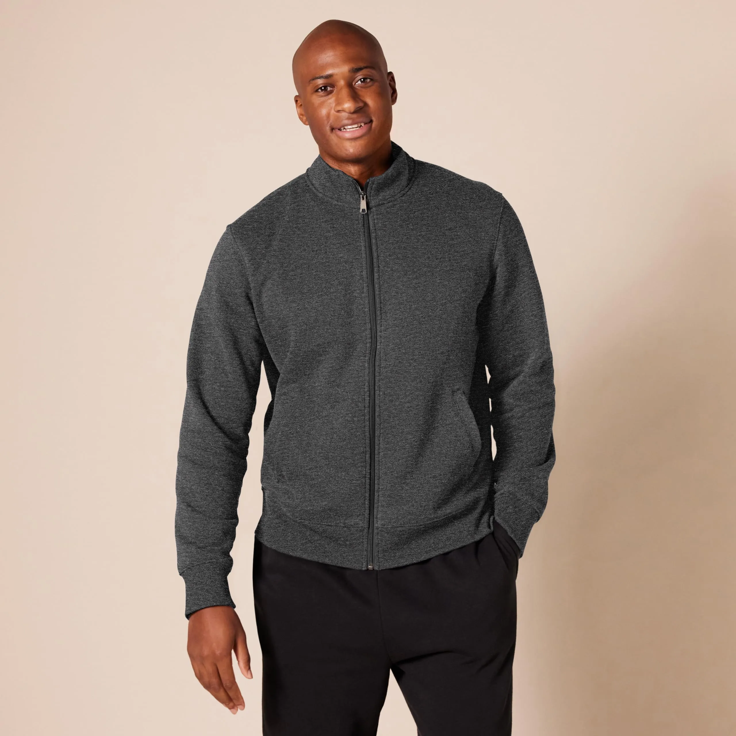 Amazon Essentials Maglione in Pile con Zip Integrale Uomo, Carbone Puntinato, M - immagine 6