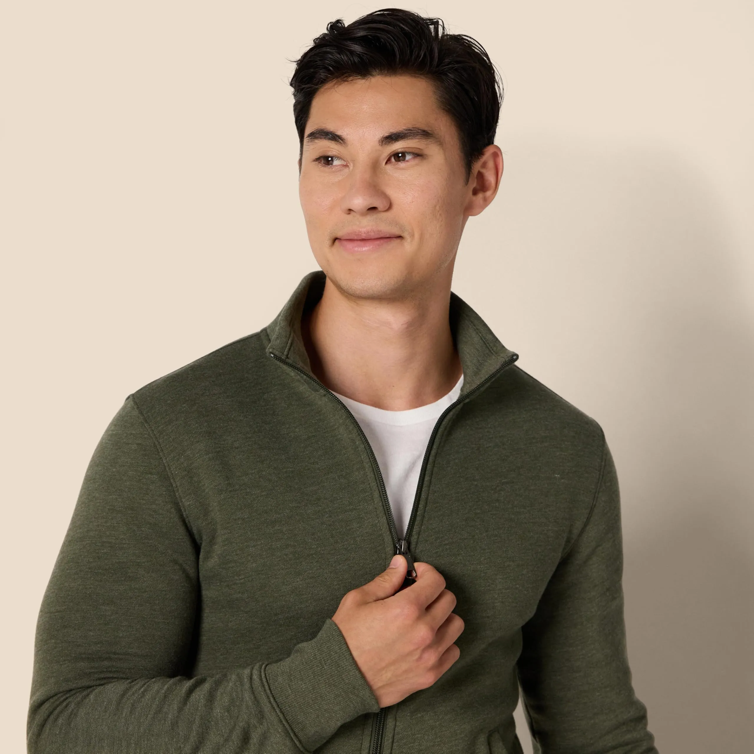 Amazon Essentials Maglione in Pile con Zip Integrale Uomo, Verde Oliva Puntinato, XXL - immagine 6