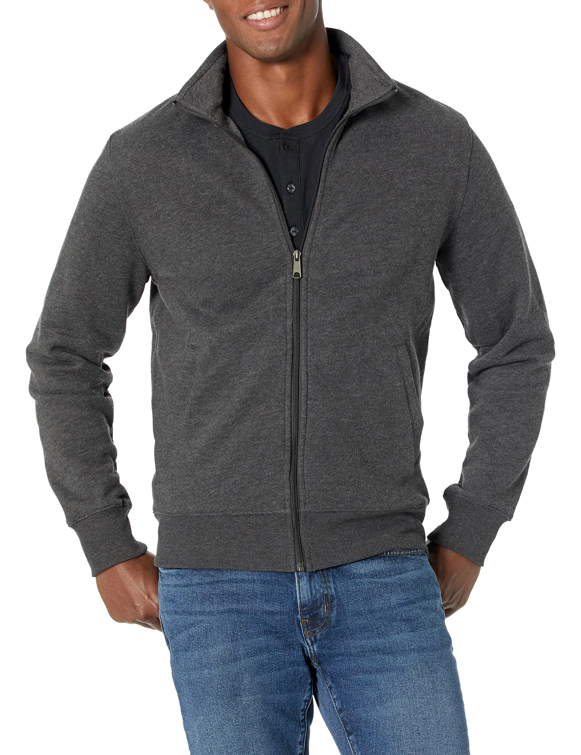 Amazon Essentials Maglione in Pile con Zip Integrale, Carbone Puntinato, XS - immagine 1