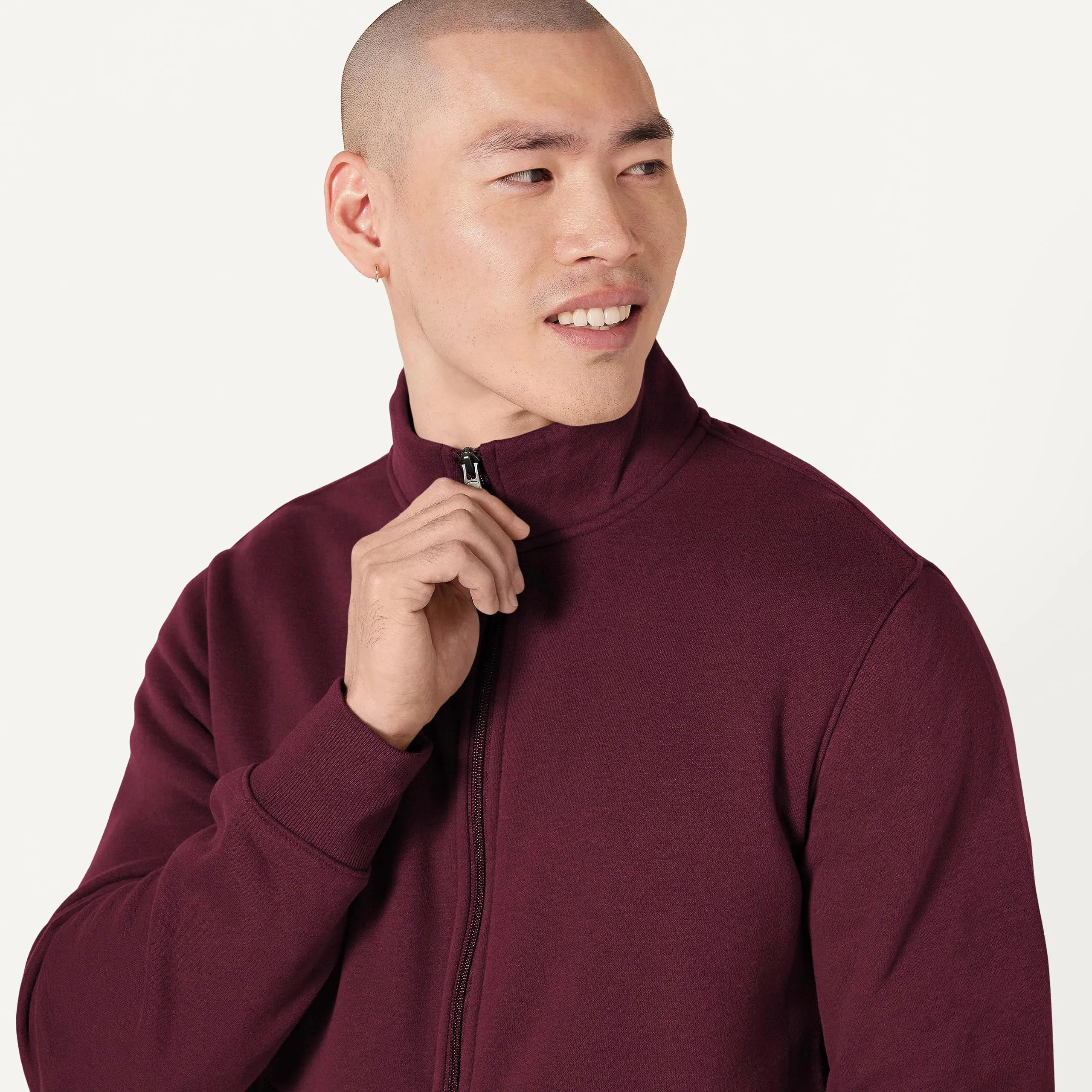Amazon Essentials Maglione in Pile con Zip Integrale Uomo, Bordeaux, M - immagine 4