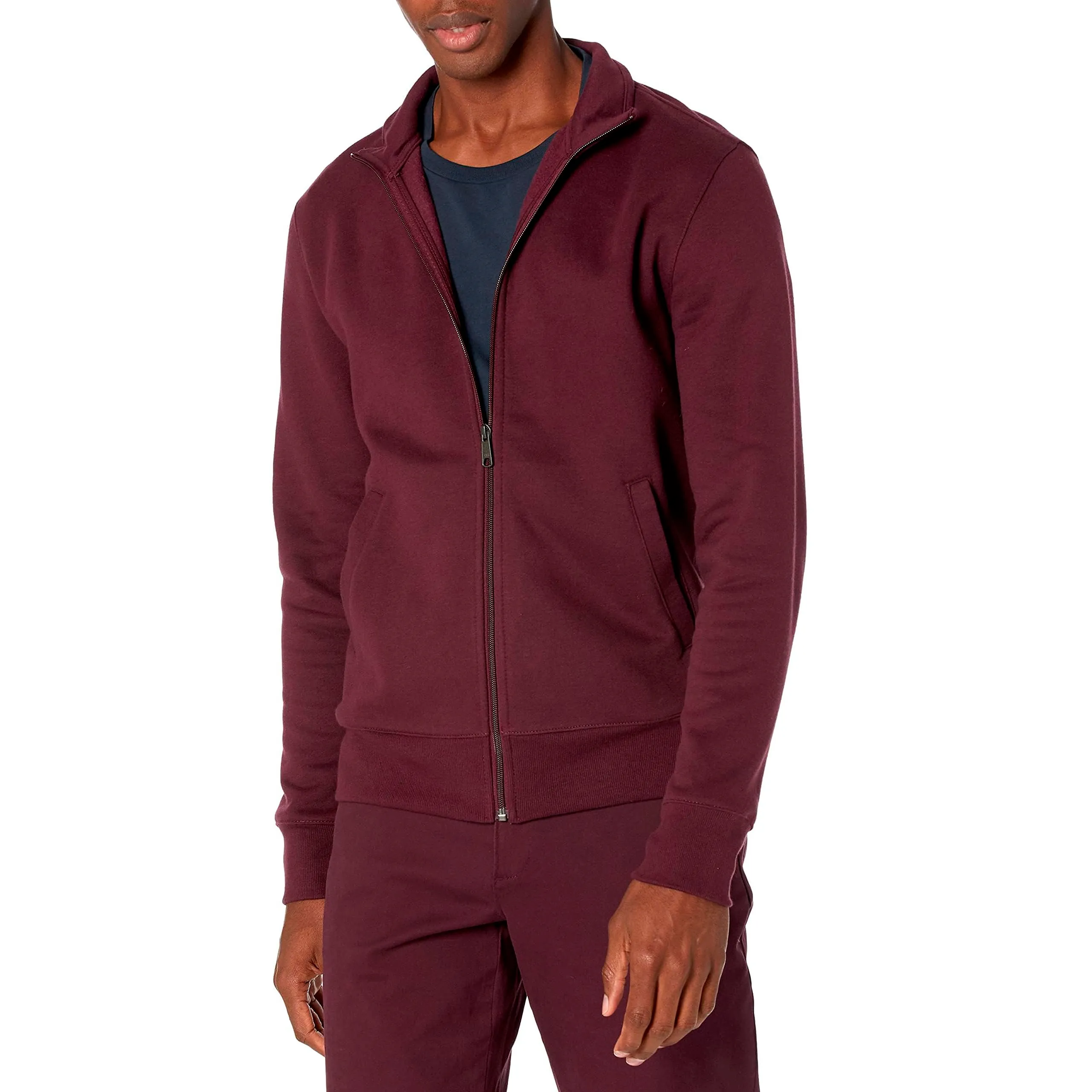 Amazon Essentials Maglione in Pile con Zip Integrale Vestibilità Classica Uomo, Bordeaux, XS - immagine 1