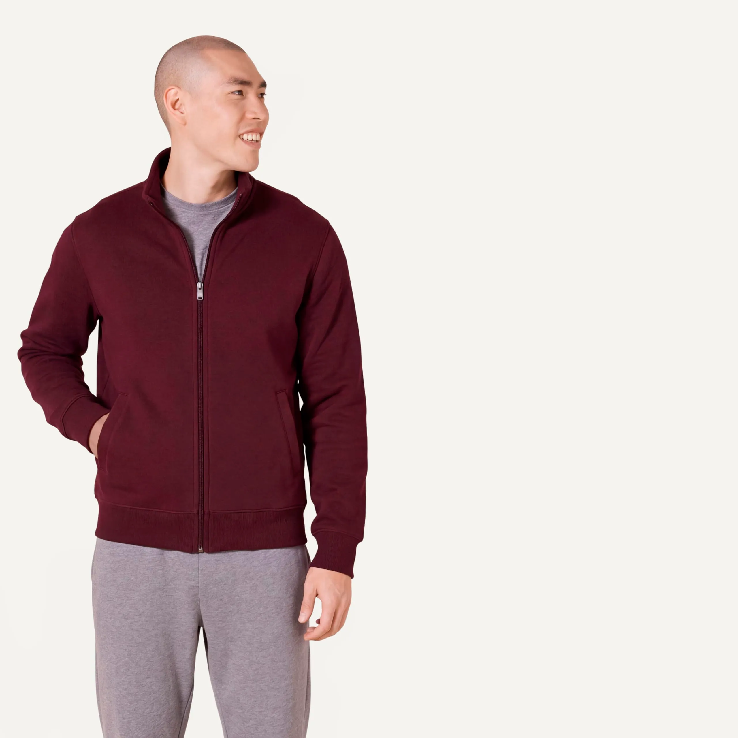 Amazon Essentials Maglione in Pile con Zip Integrale, Bordeaux, L - immagine 2