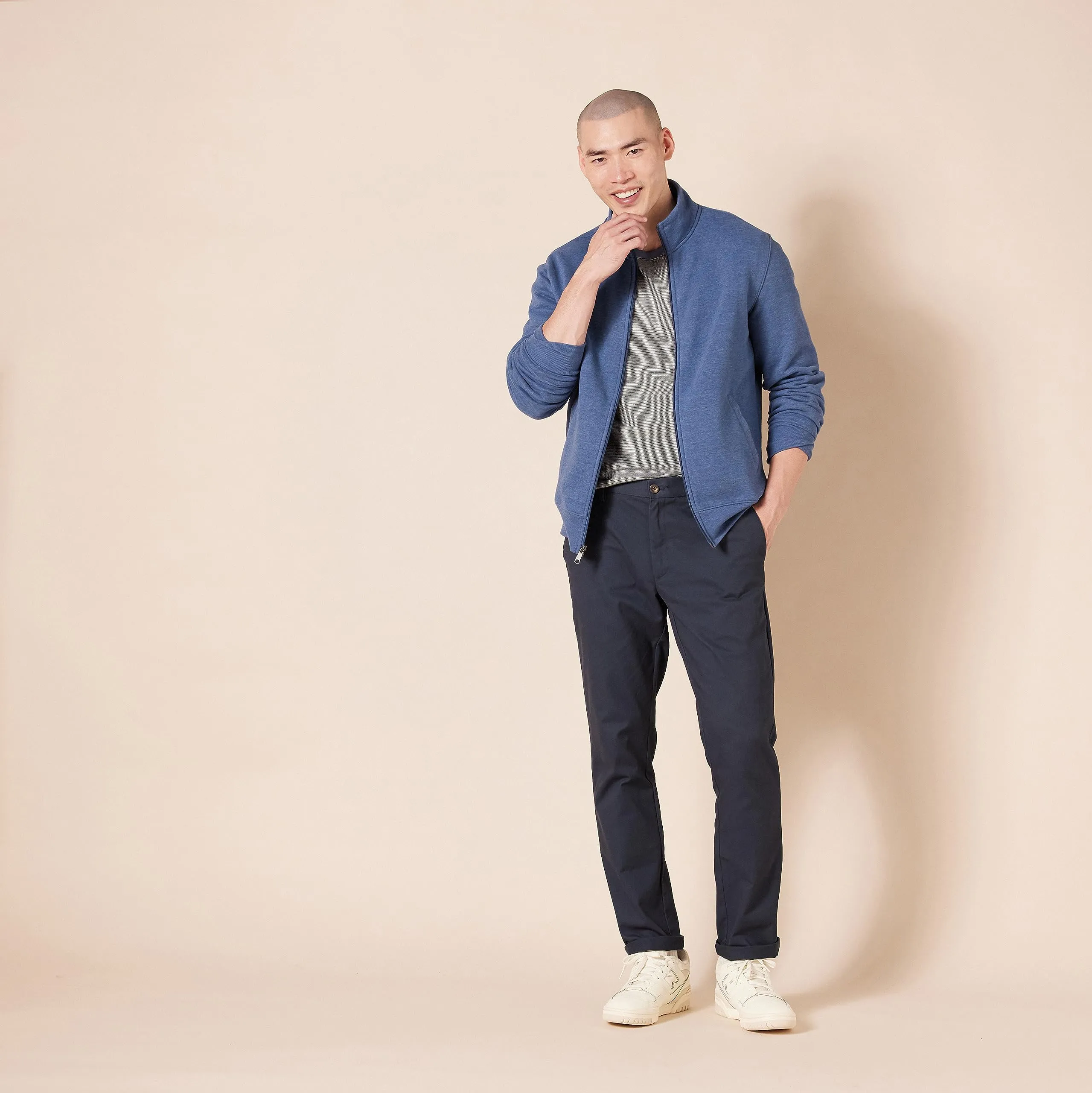Amazon Essentials Maglione in Pile con Zip Integrale, Blu Puntinato, XS - immagine 4