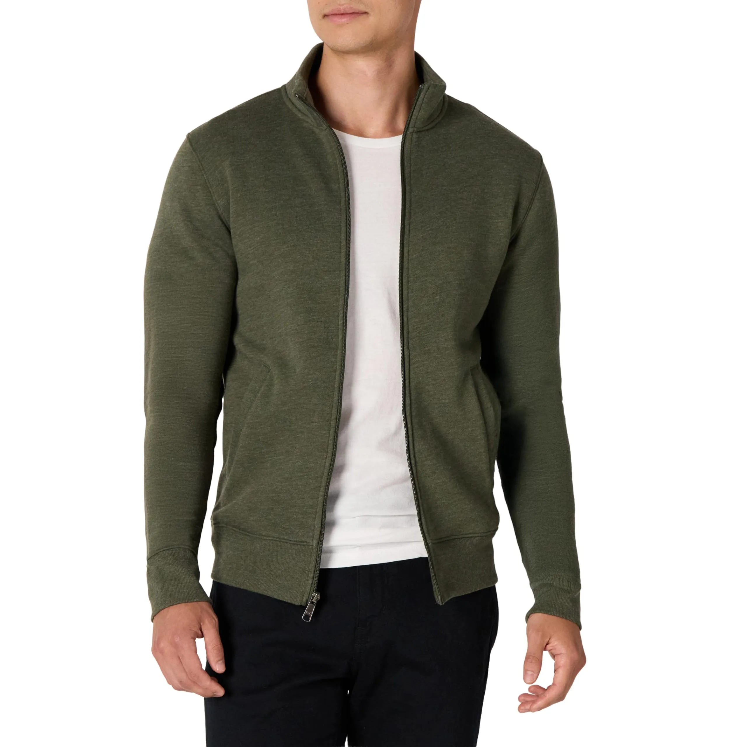 Amazon Essentials Maglione in Pile con Zip Integrale, Verde Oliva Puntinato, XS - immagine 1