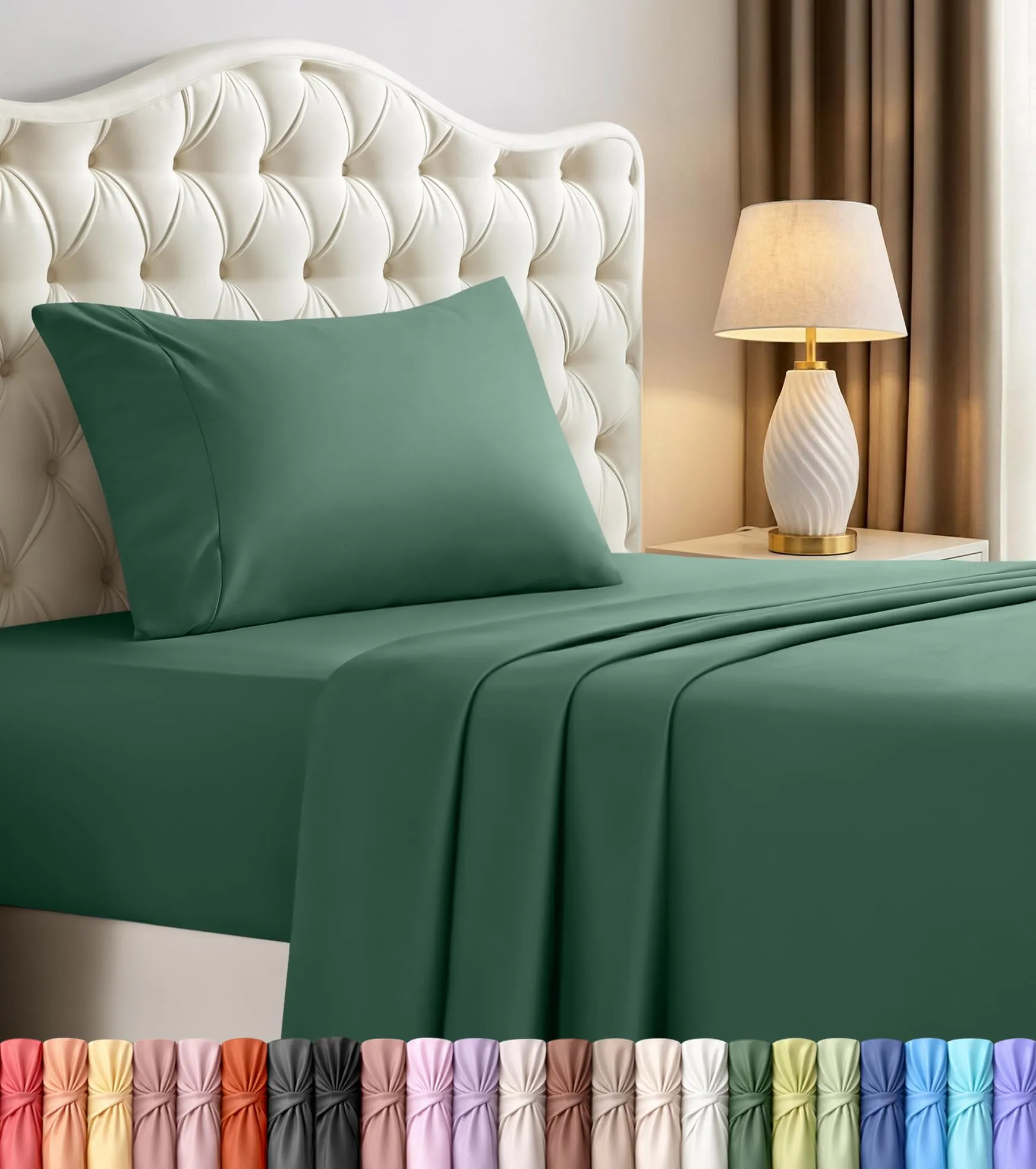 Utopia Bedding Set di Lenzuola in Microfibra Spazzolata, 3 Pezzi, Singolo, Smeraldo - immagine 1