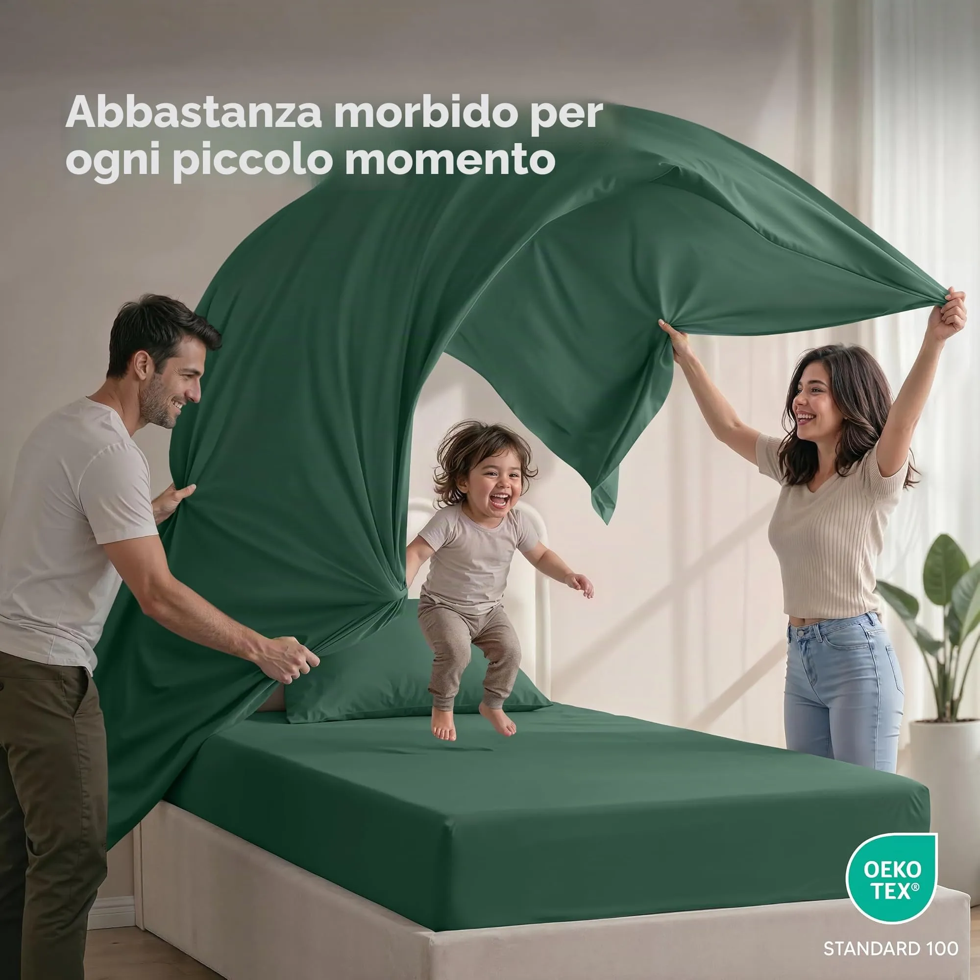 Utopia Bedding Set di Lenzuola in Microfibra Spazzolata, 3 Pezzi, Singolo, Smeraldo - immagine 5
