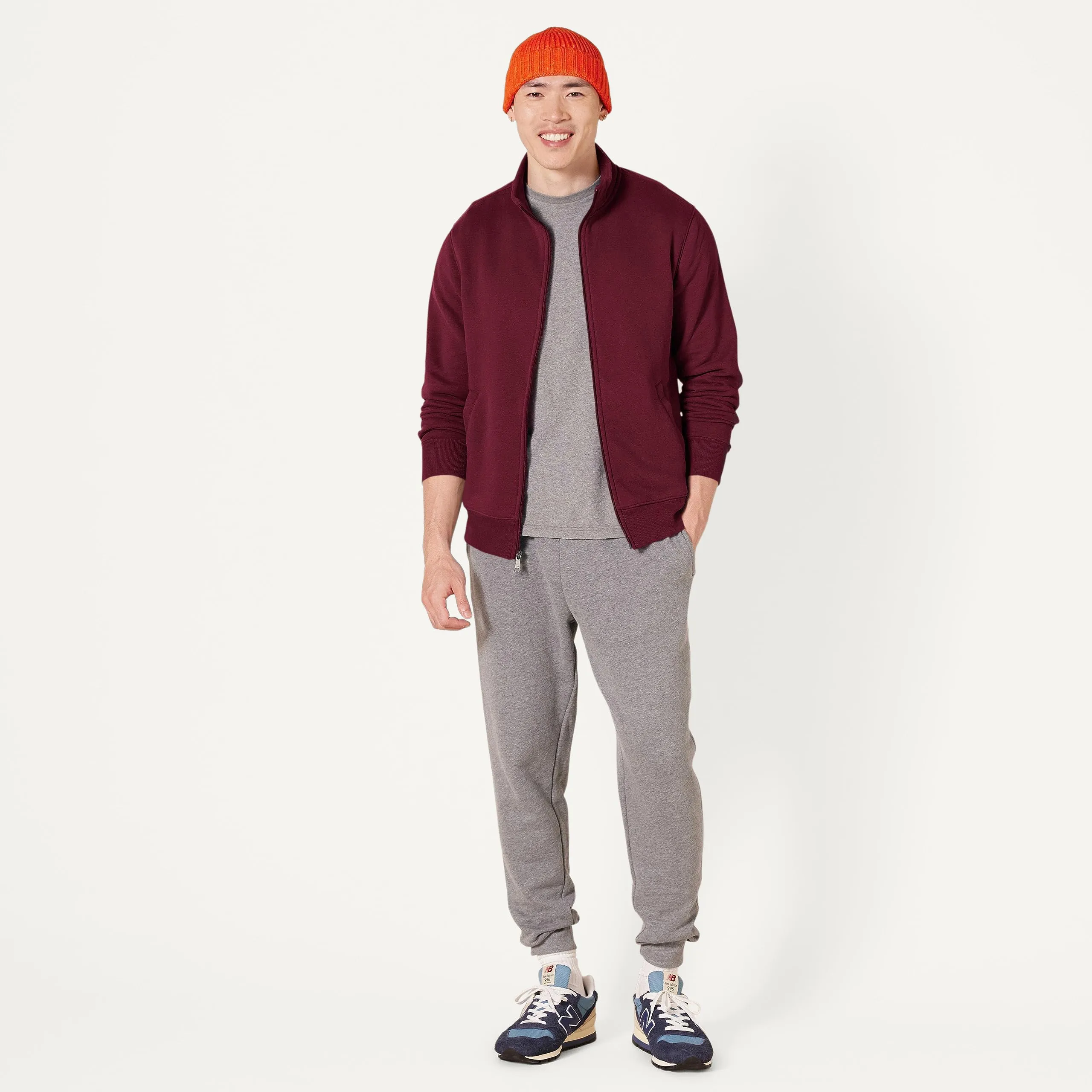 Amazon Essentials Maglione in Pile con Zip Integrale, Bordeaux, S - immagine 6