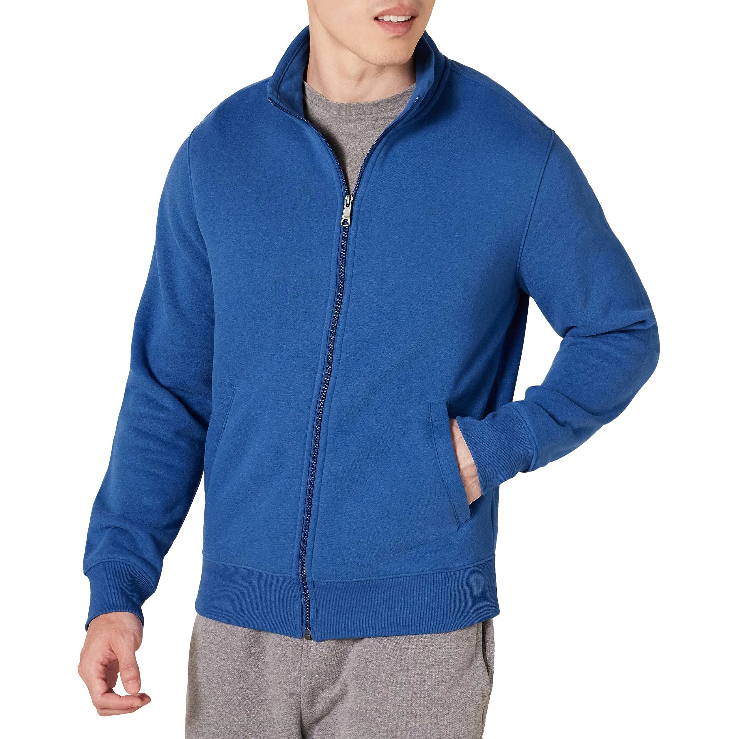 Amazon Essentials Maglione in Pile con Zip Integrale Uomo, Blu, M - immagine 1