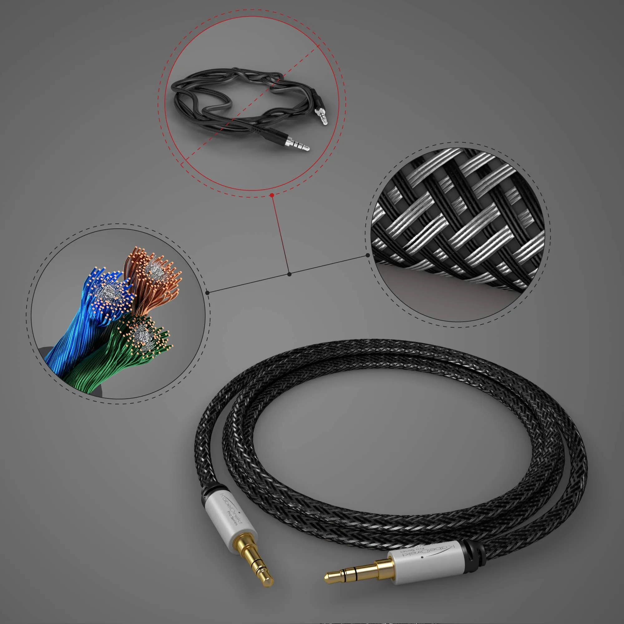 KabelDirekt Cavo Aux Jack 3,5mm, 3m, Nero - immagine 4