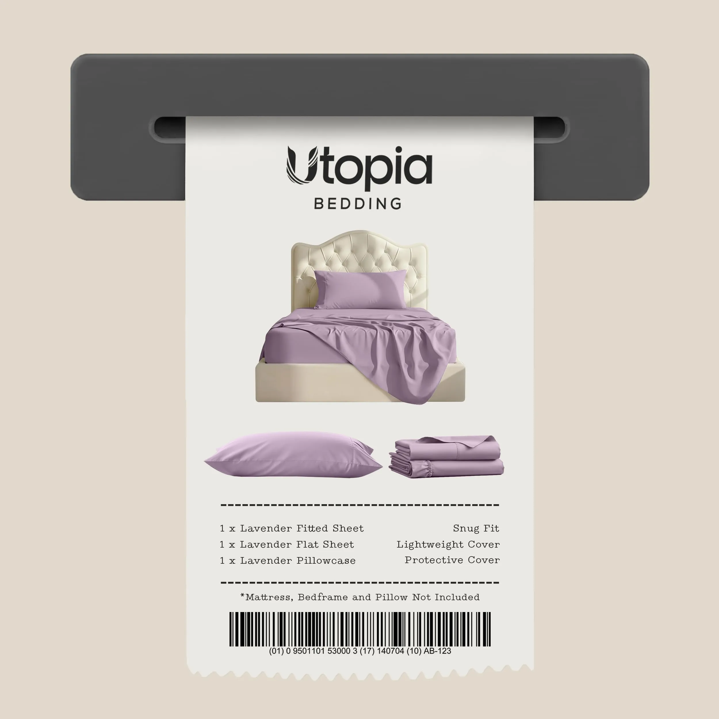 Utopia Bedding Set di lenzuola in microfibra spazzolata, 3 pezzi, Doppio, Lavanda - immagine 7