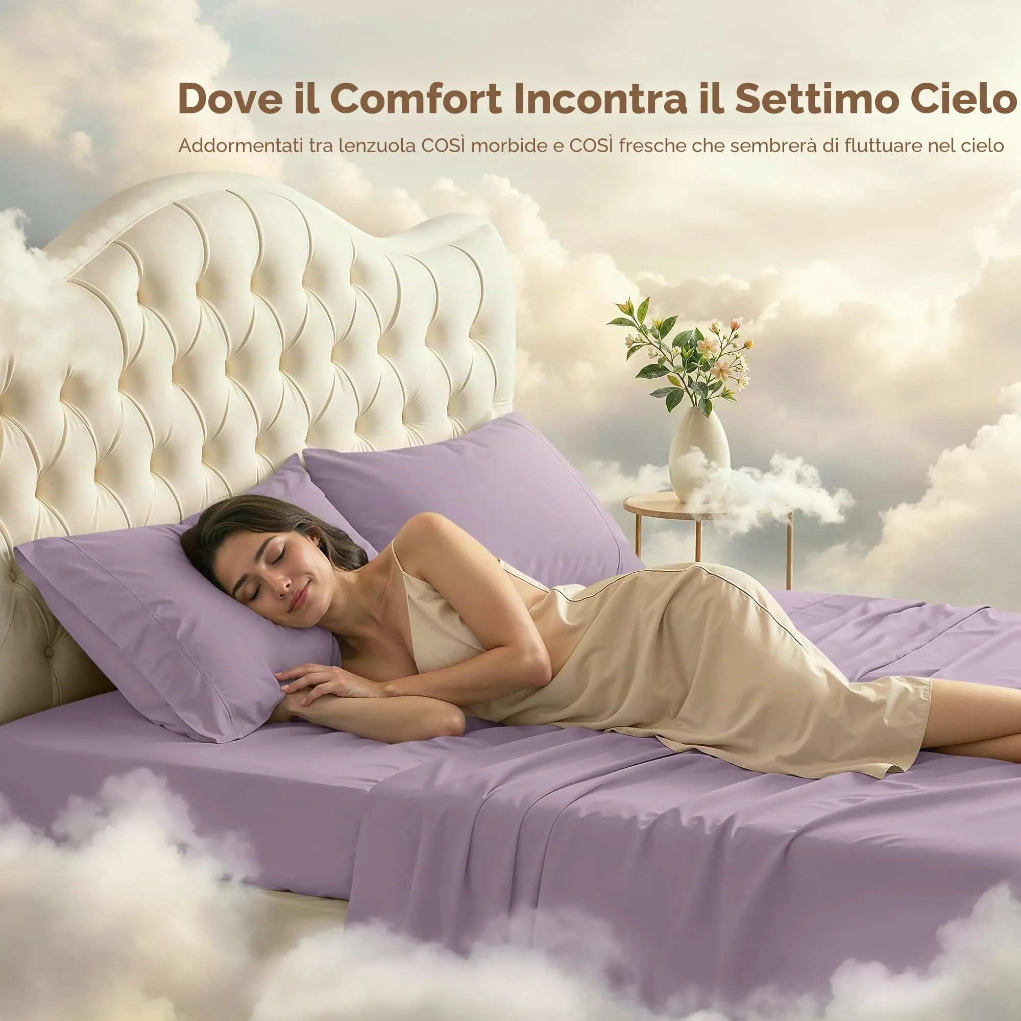 Utopia Bedding Set di lenzuola in microfibra spazzolata, 4 pezzi, Full, Lavanda - immagine 4