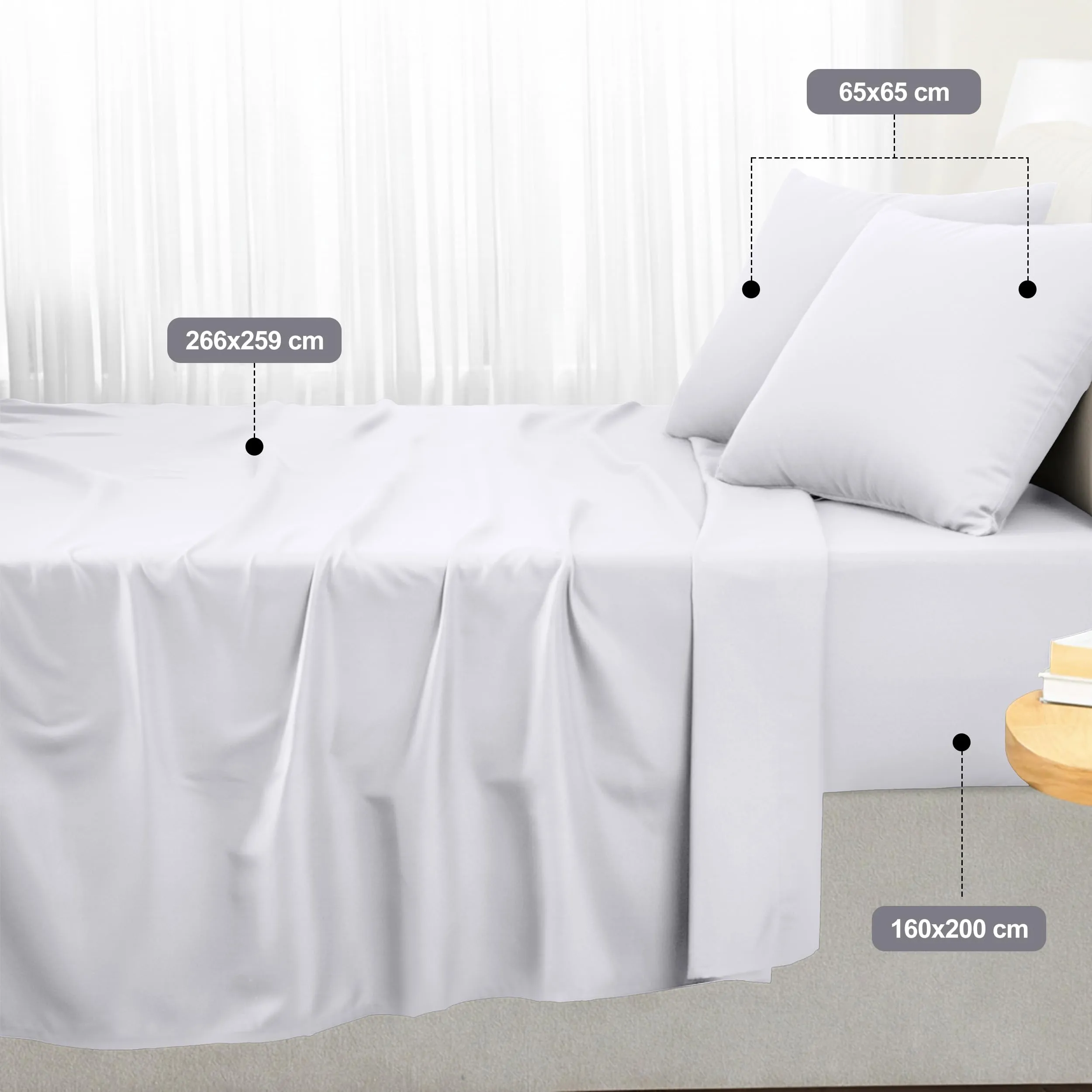 Utopia Bedding Set Lenzuola Letto 4 Pezzi, 160x200cm, Bianca - immagine 2