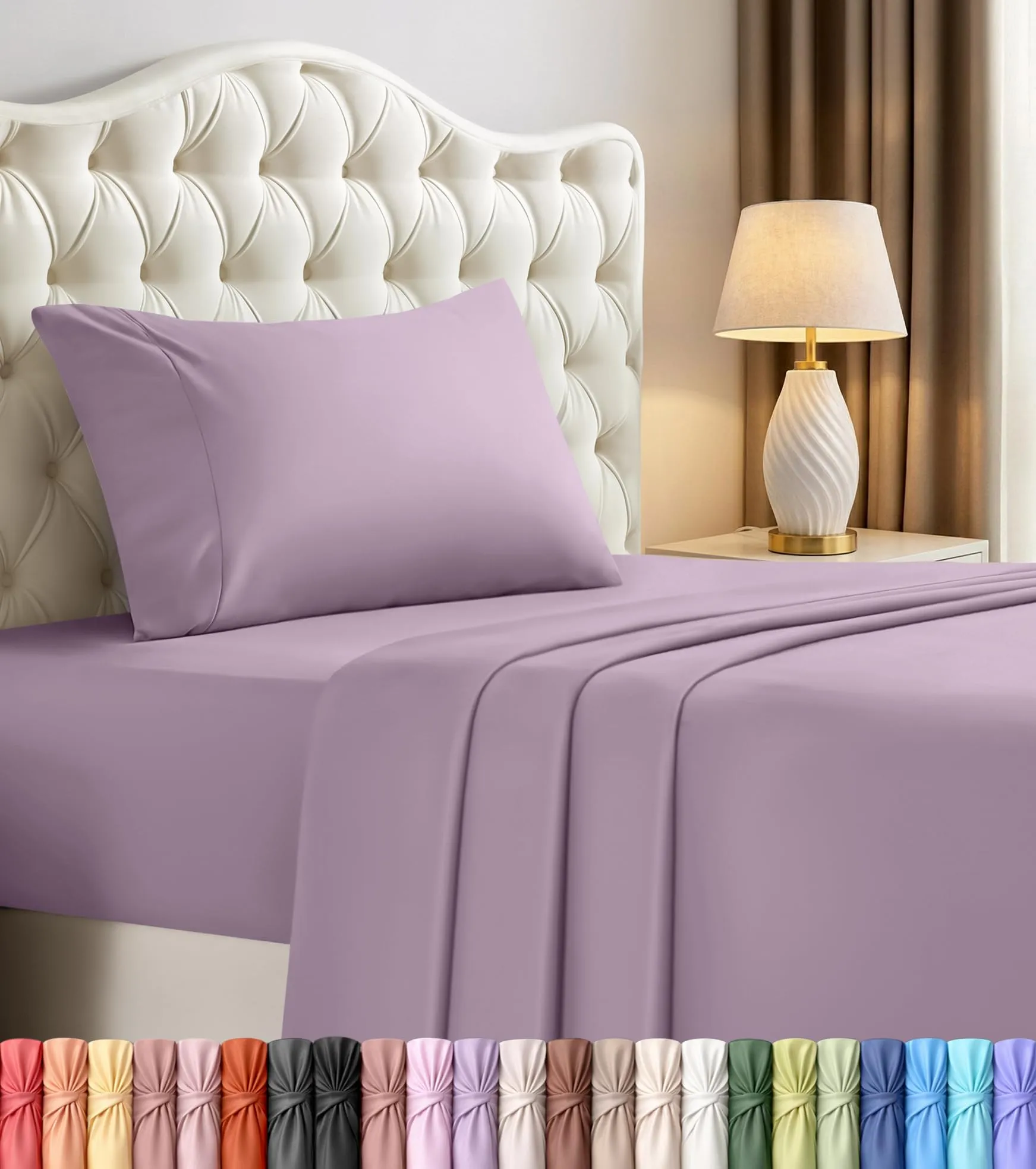 Utopia Bedding Set di lenzuola per letto singolo XL, 3 pezzi, Lavanda - immagine 8