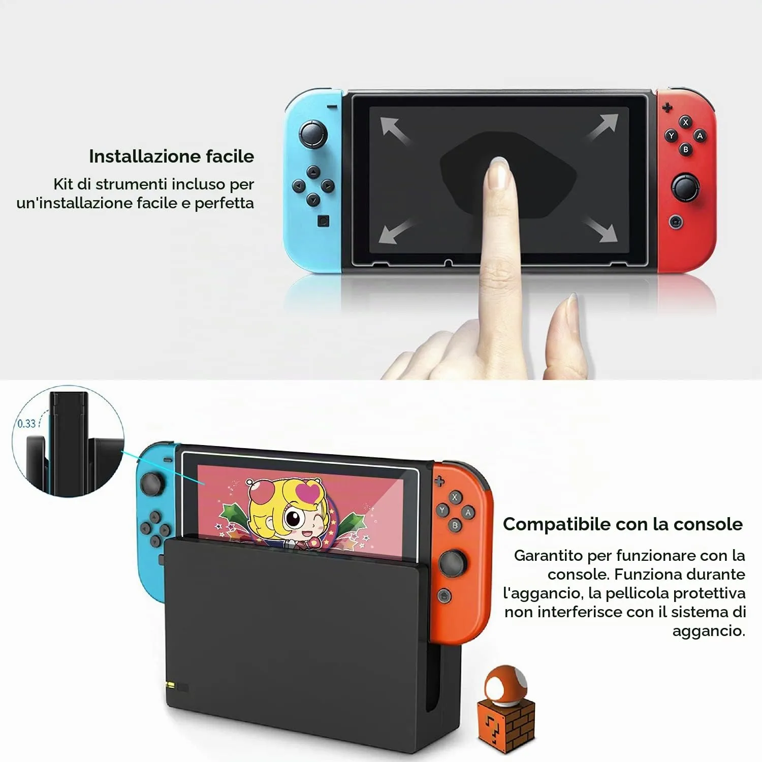 iVoler Tempered Glass Screen Protector for Nintendo Switch, 3 Pack, Transparent HD Clear - immagine 4