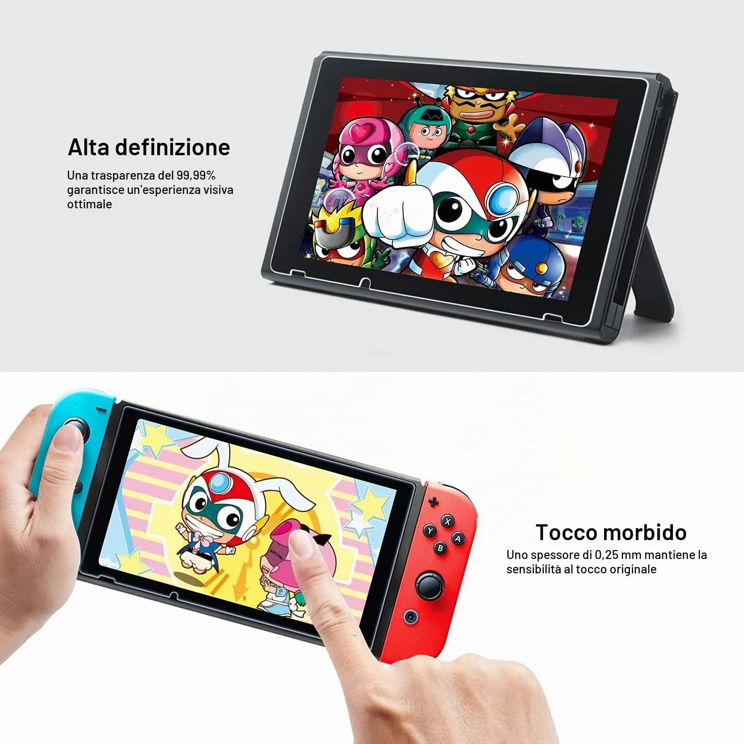 iVoler Tempered Glass Screen Protector for Nintendo Switch, 3 Pack, Transparent HD Clear - immagine 6