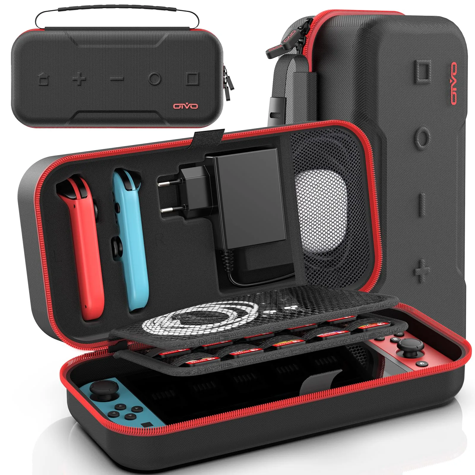 OIVO Custodia Rigida per Nintendo Switch e OLED, Custodia da Viaggio per Console, Accessori e 20 Cartucce di Gioco - immagine 1