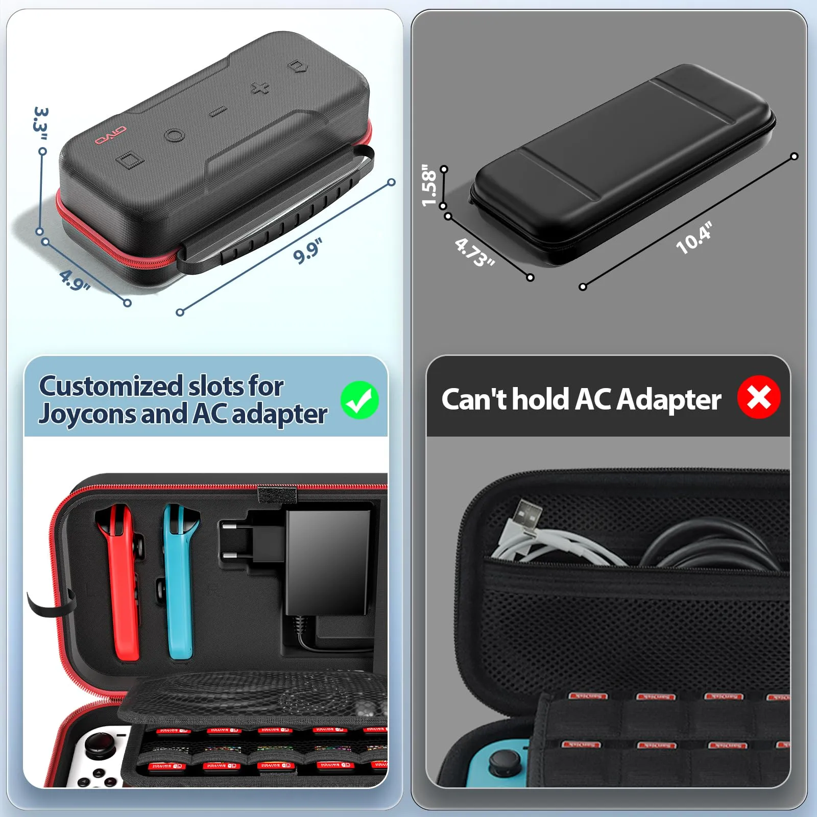 OIVO Custodia Rigida per Nintendo Switch e OLED, Custodia da Viaggio per Console, Accessori e 20 Cartucce di Gioco - immagine 8