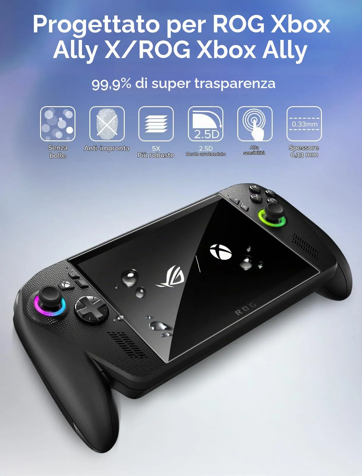 iVoler Pellicola Vetro Temperato per ROG Ally / ROG Ally X Handheld 2025, 3 Pezzi - immagine 3