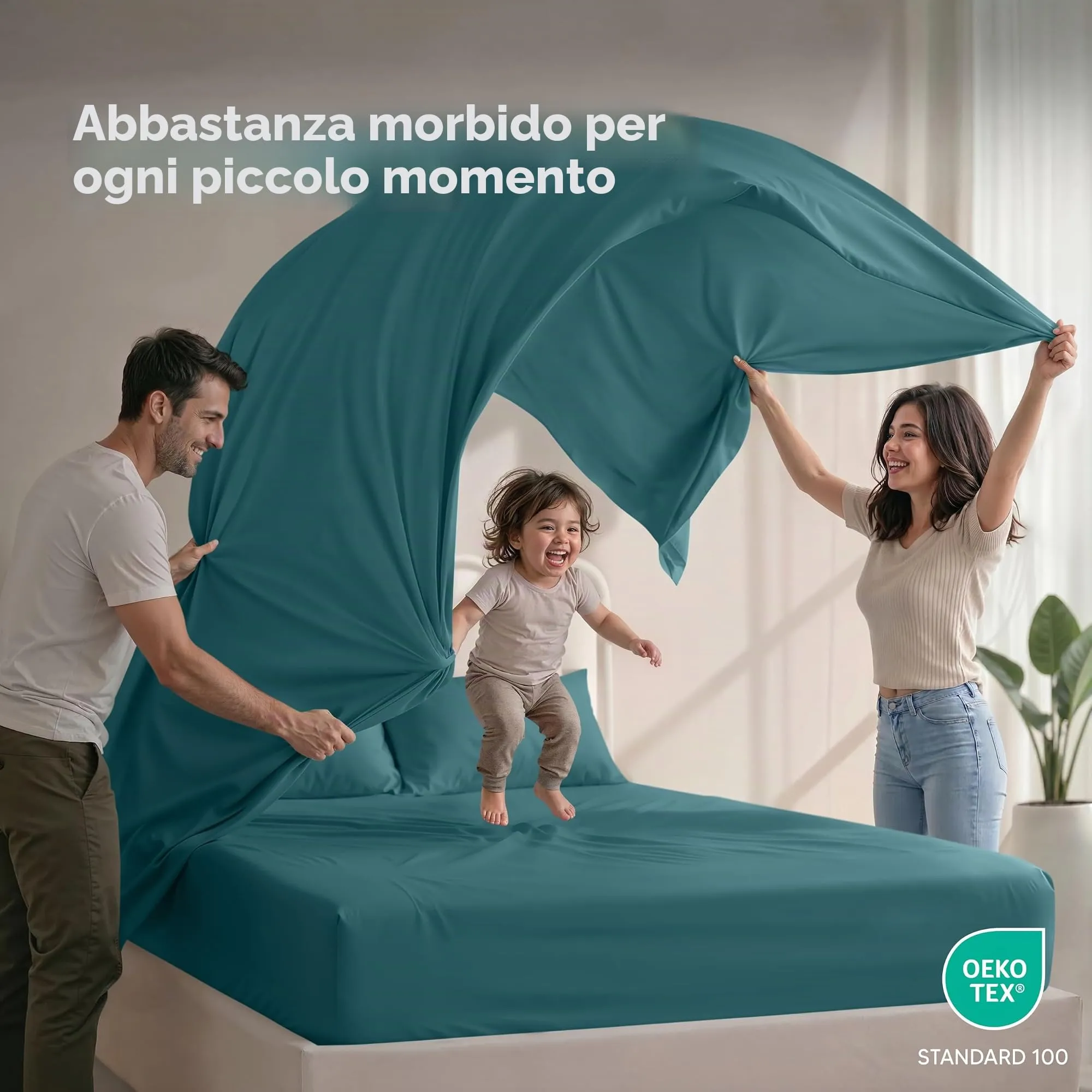 Utopia Bedding Set di lenzuola in microfibra spazzolata, Queen Size, Blu Denim, 4 pezzi - immagine 5