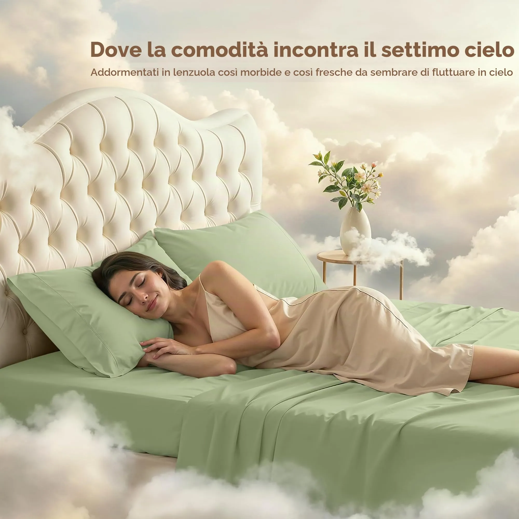 Utopia Bedding Set di lenzuola in microfibra spazzolata, 4 pezzi, King Size, Salvia - immagine 4