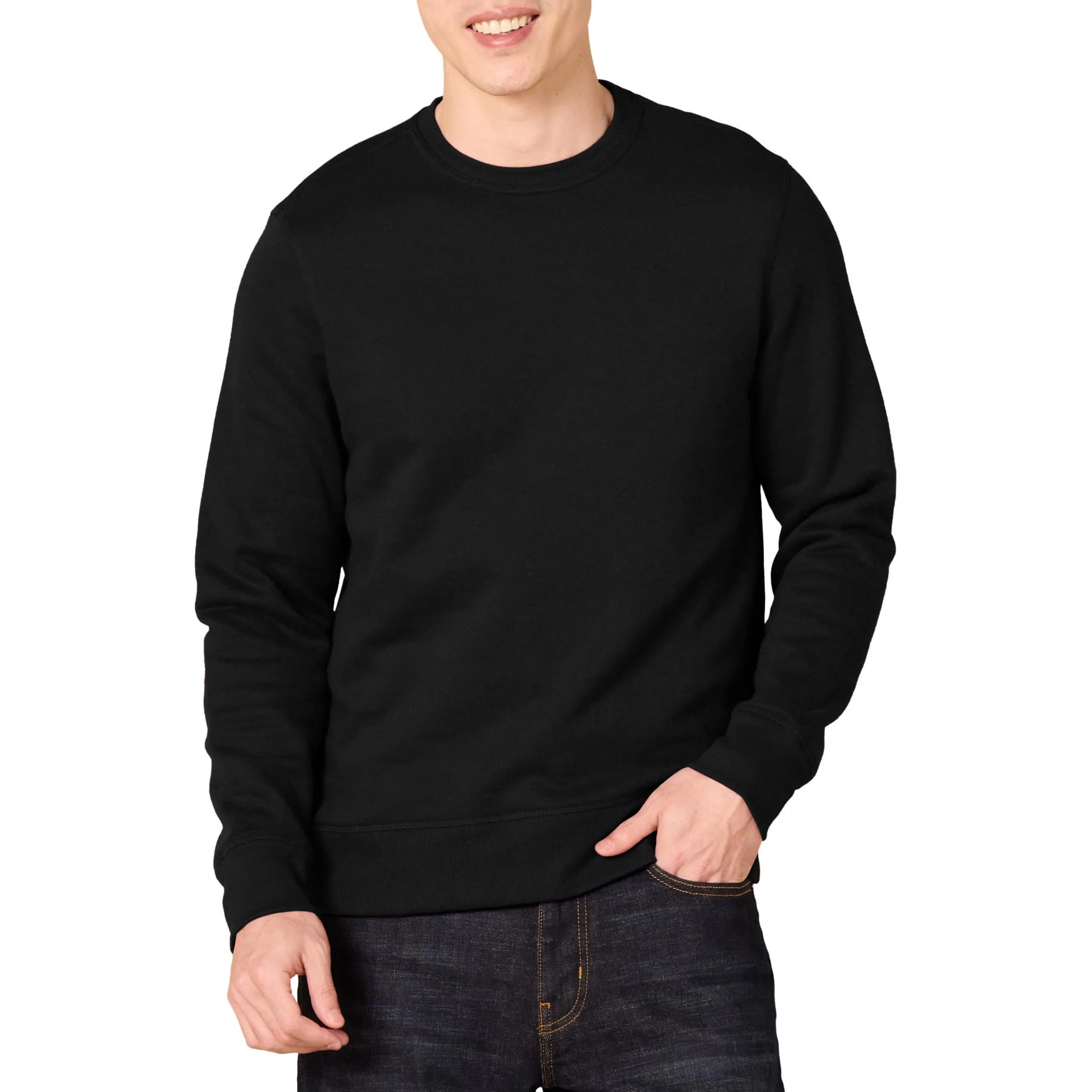 Amazon Essentials Felpa girocollo in pile Uomo, Nero, XS - immagine 1