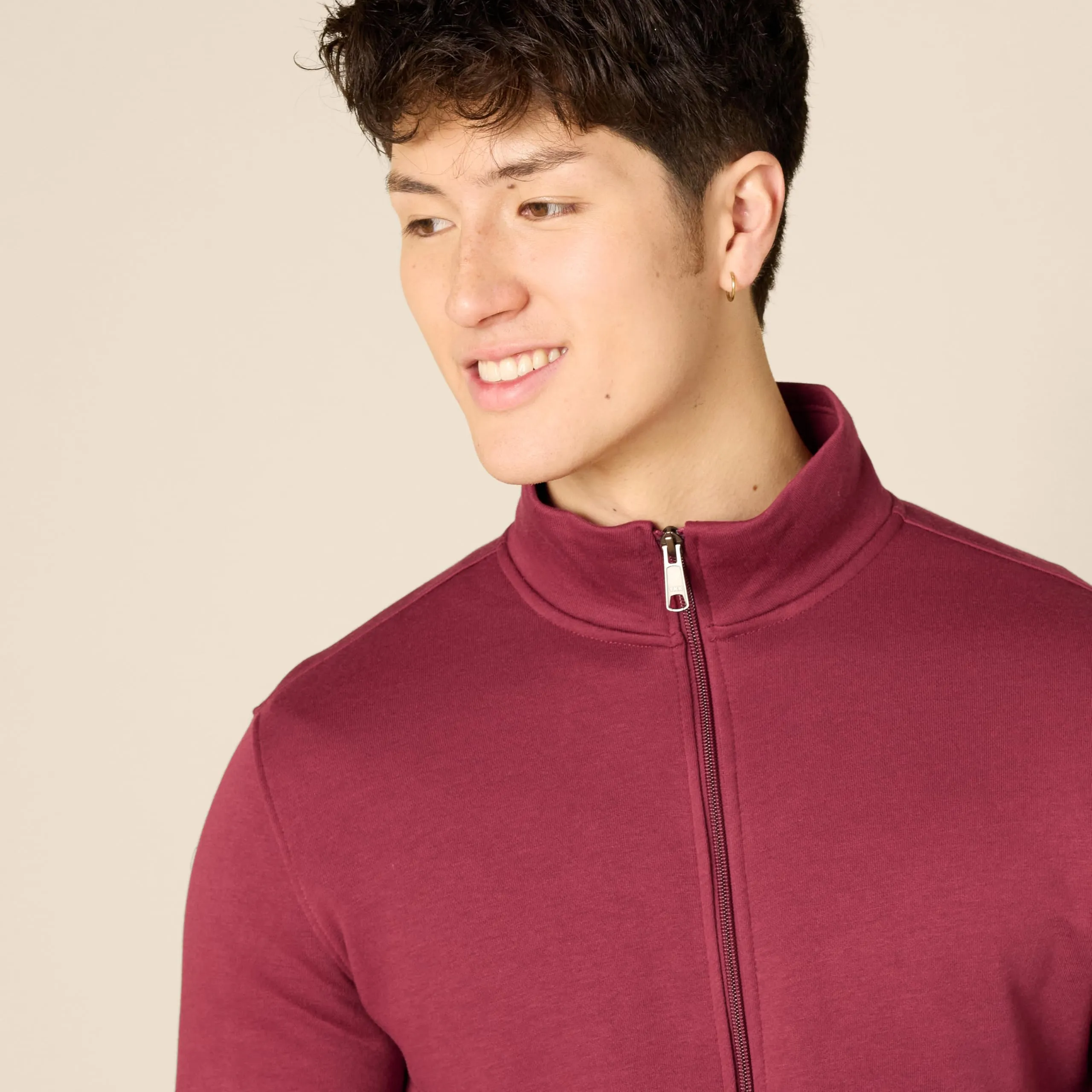 Amazon Essentials Maglione in Pile con Zip Integrale Uomo, Rosso, S - immagine 4