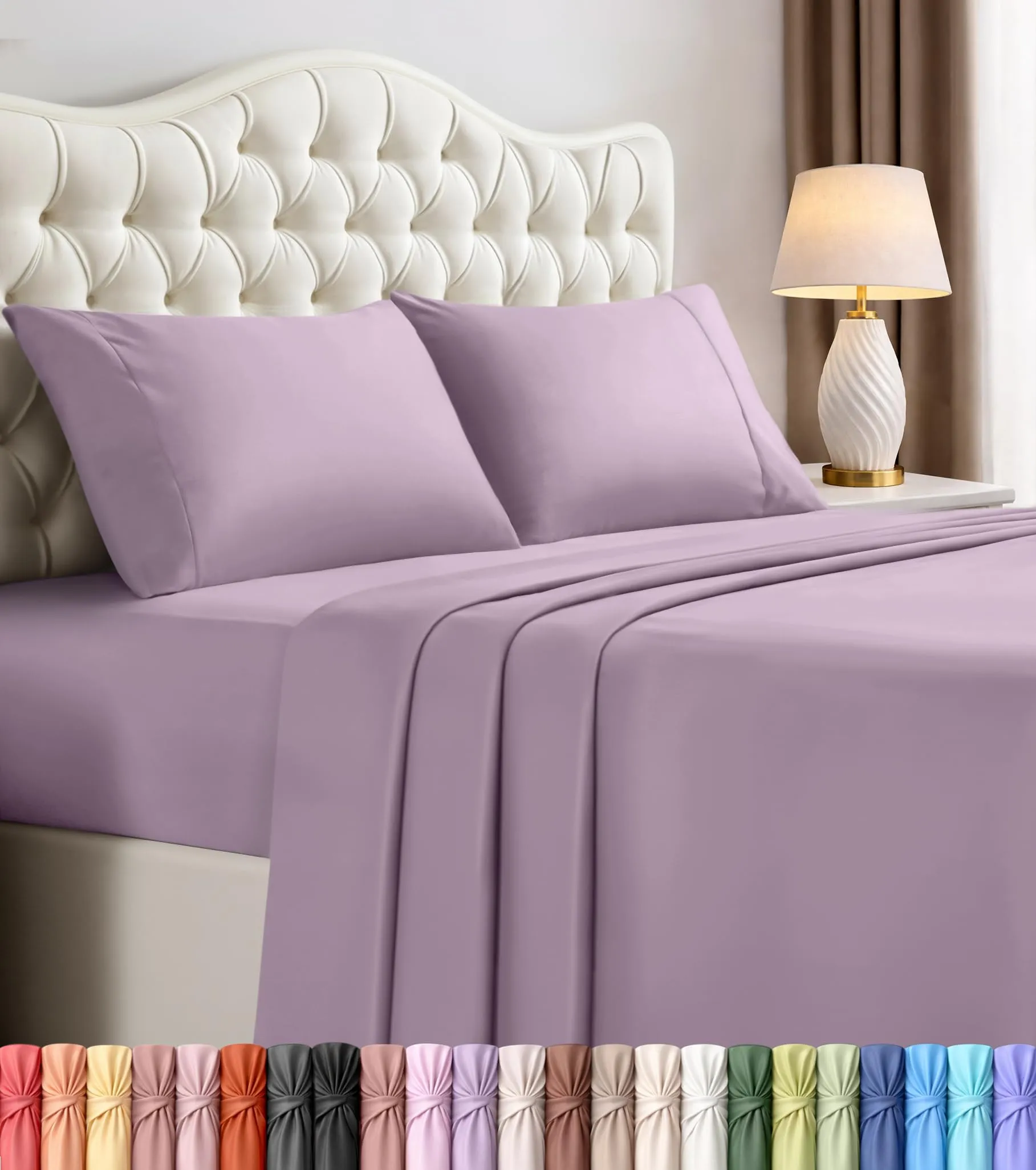 Utopia Bedding Set di lenzuola in microfibra spazzolata, Queen size, Lavanda - immagine 1