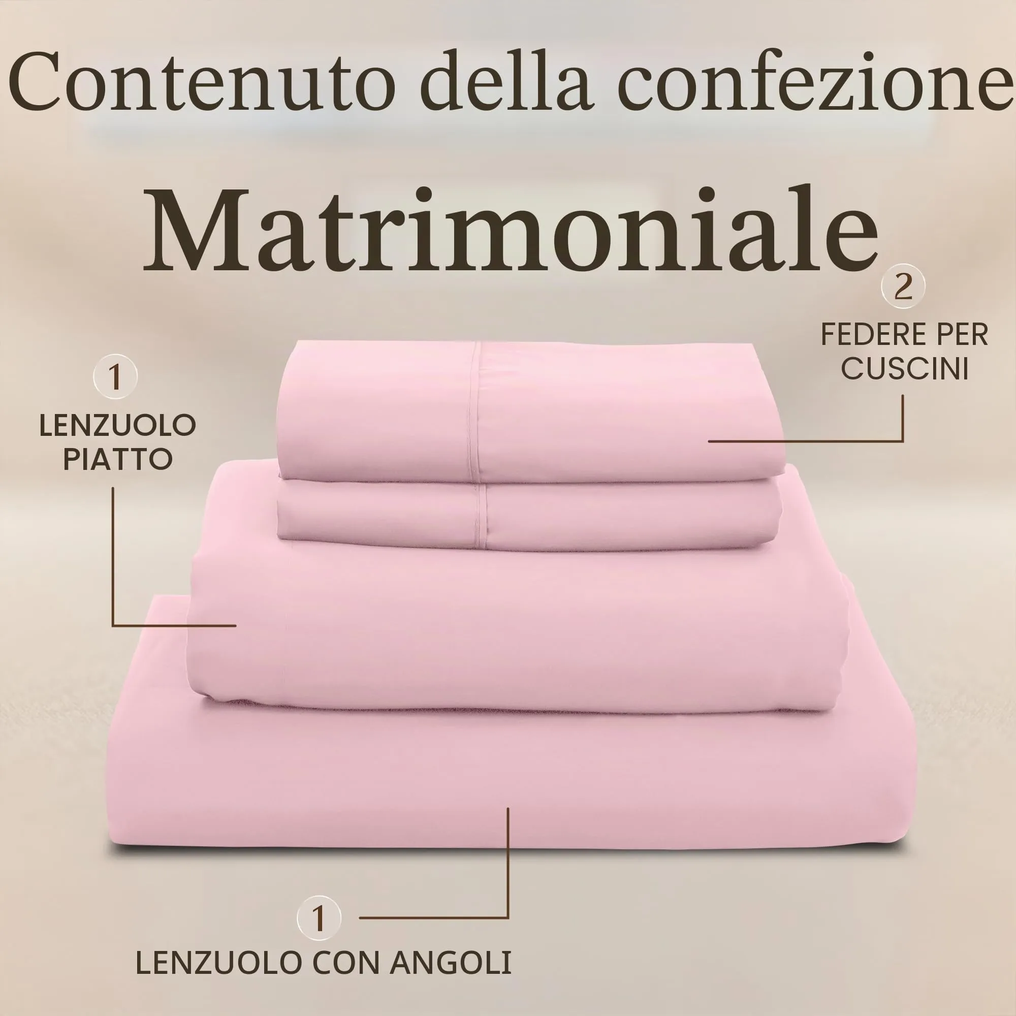 Utopia Bedding Set di lenzuola in microfibra spazzolata, Queen Size, Rosa - immagine 3